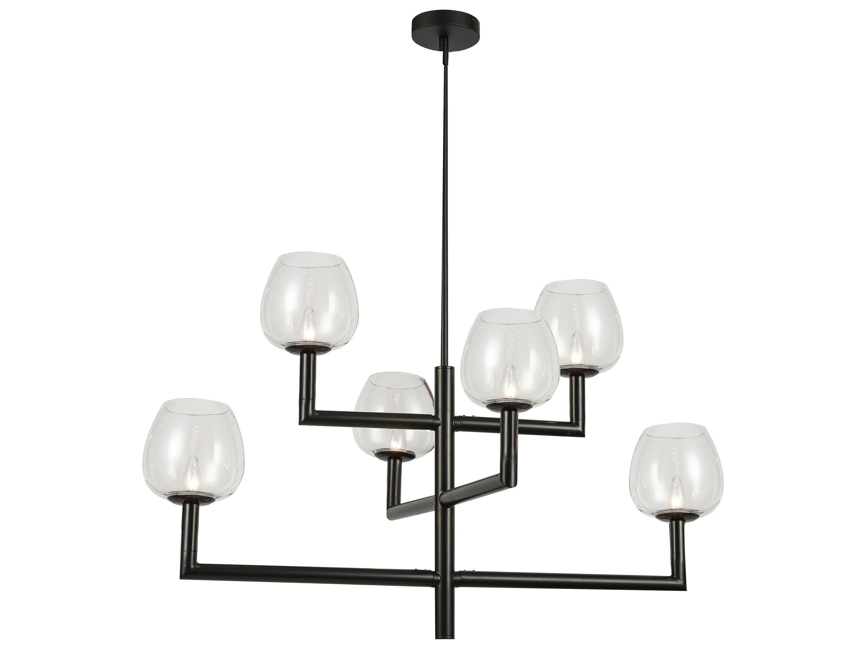 Dainolite Nora 6-Light Matte Black Linear Tiered Chandelier