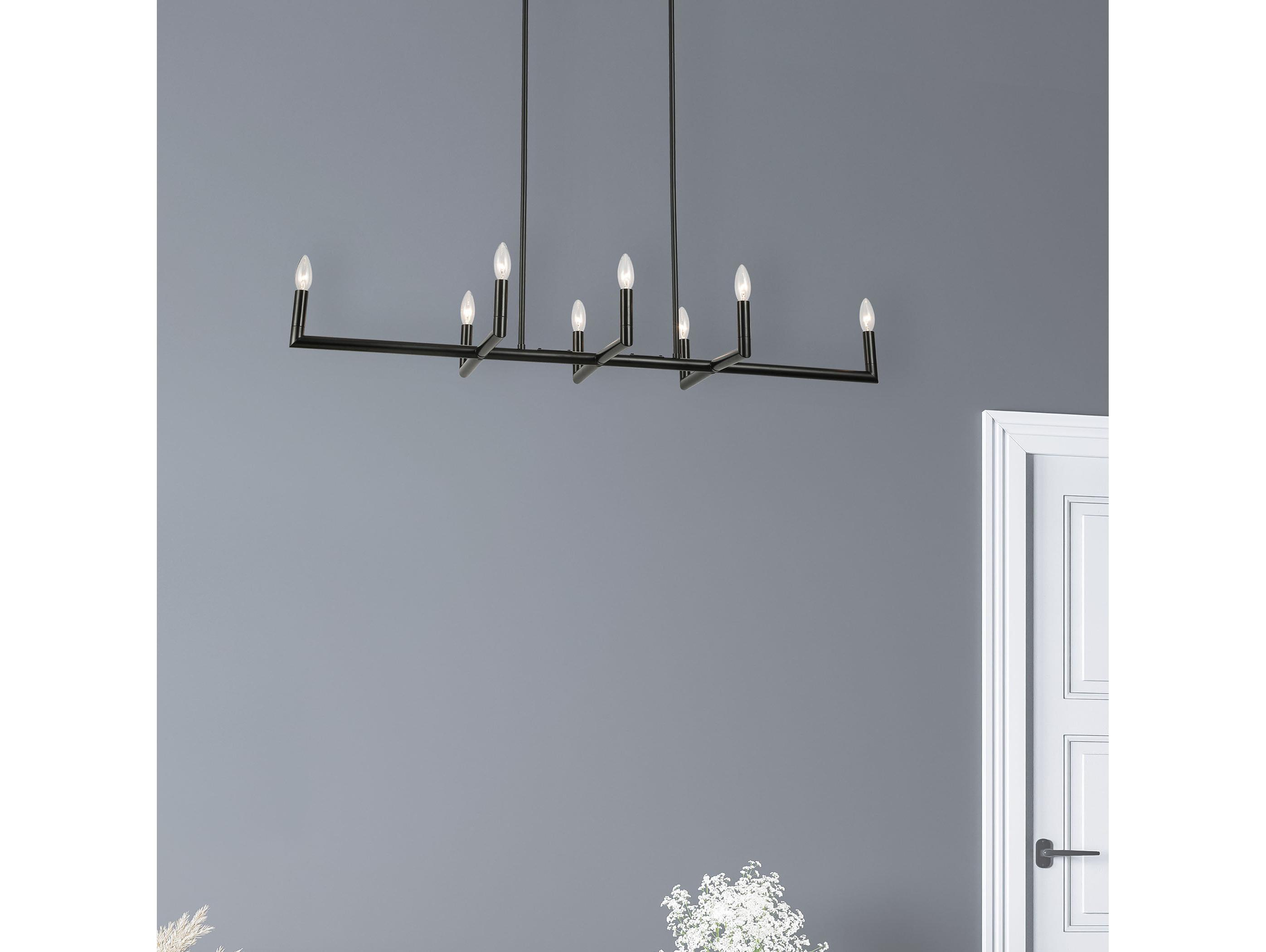 Dainolite Nora 8-Light Matte Black Linear Island Pendant