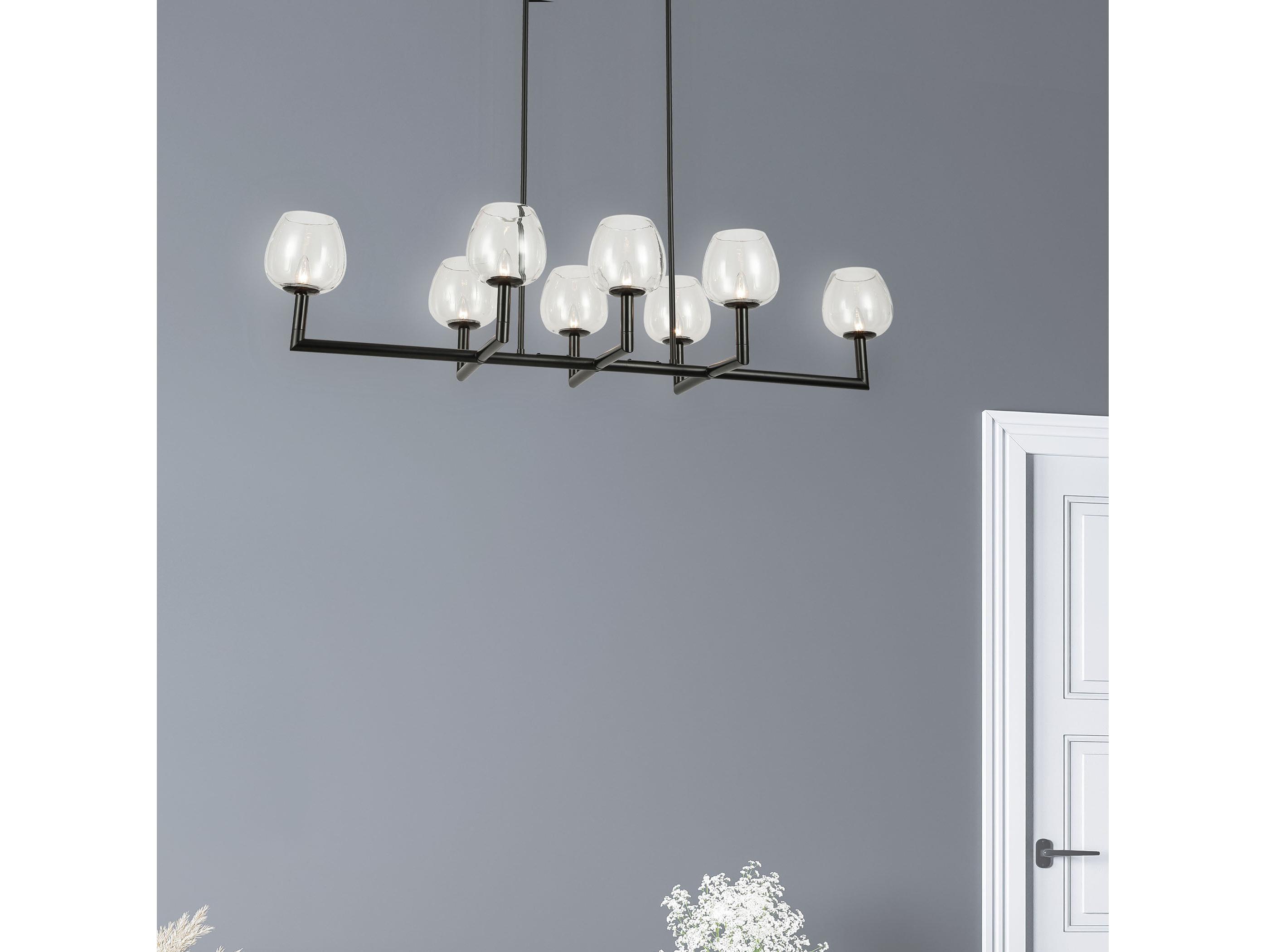 Dainolite Nora 8-Light Matte Black Linear Island Pendant