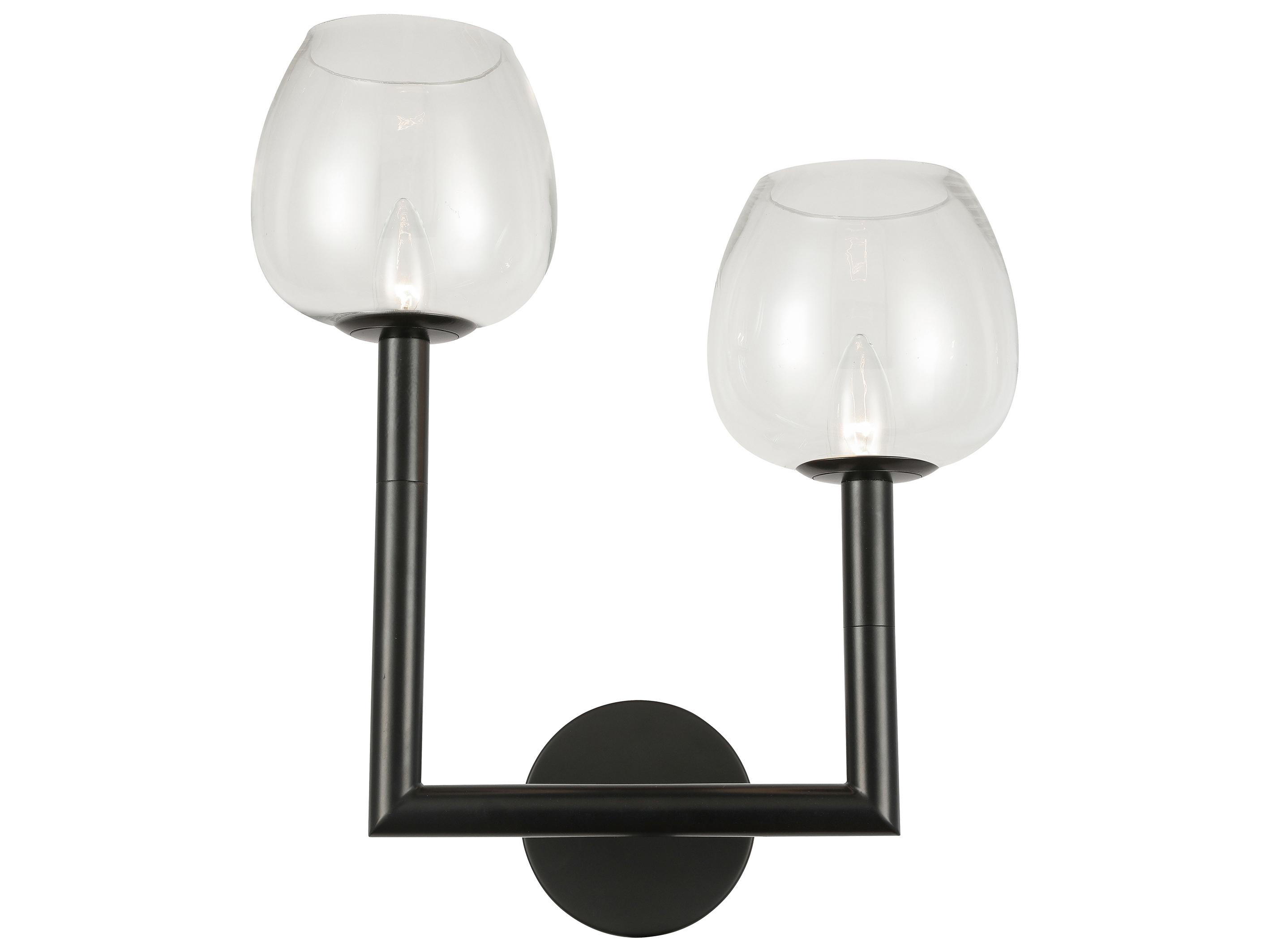 Dainolite Nora 2-Light Matte Black Wall Sconce