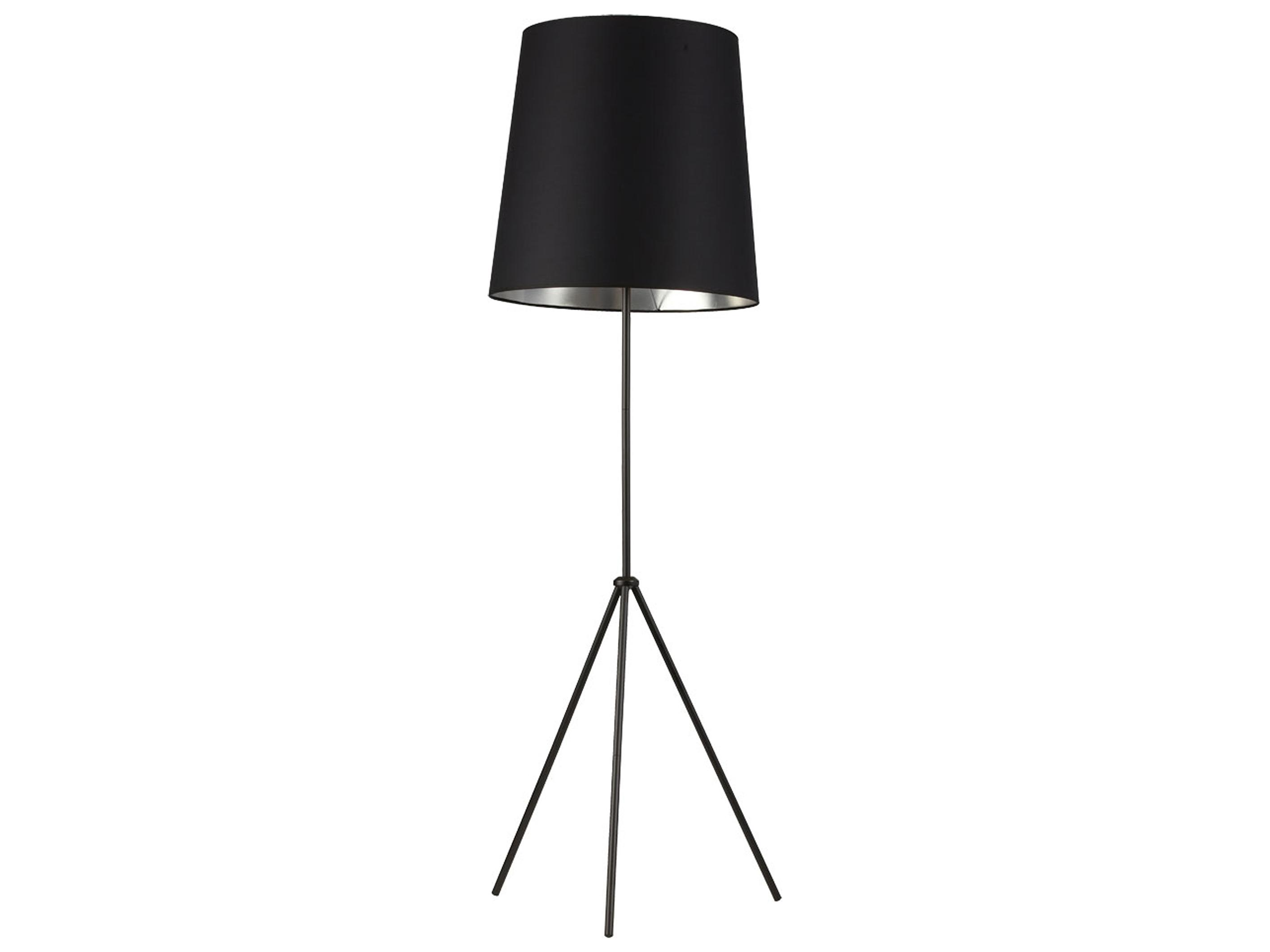 Dainolite Tripod Matte Black Silver Floor Lamp