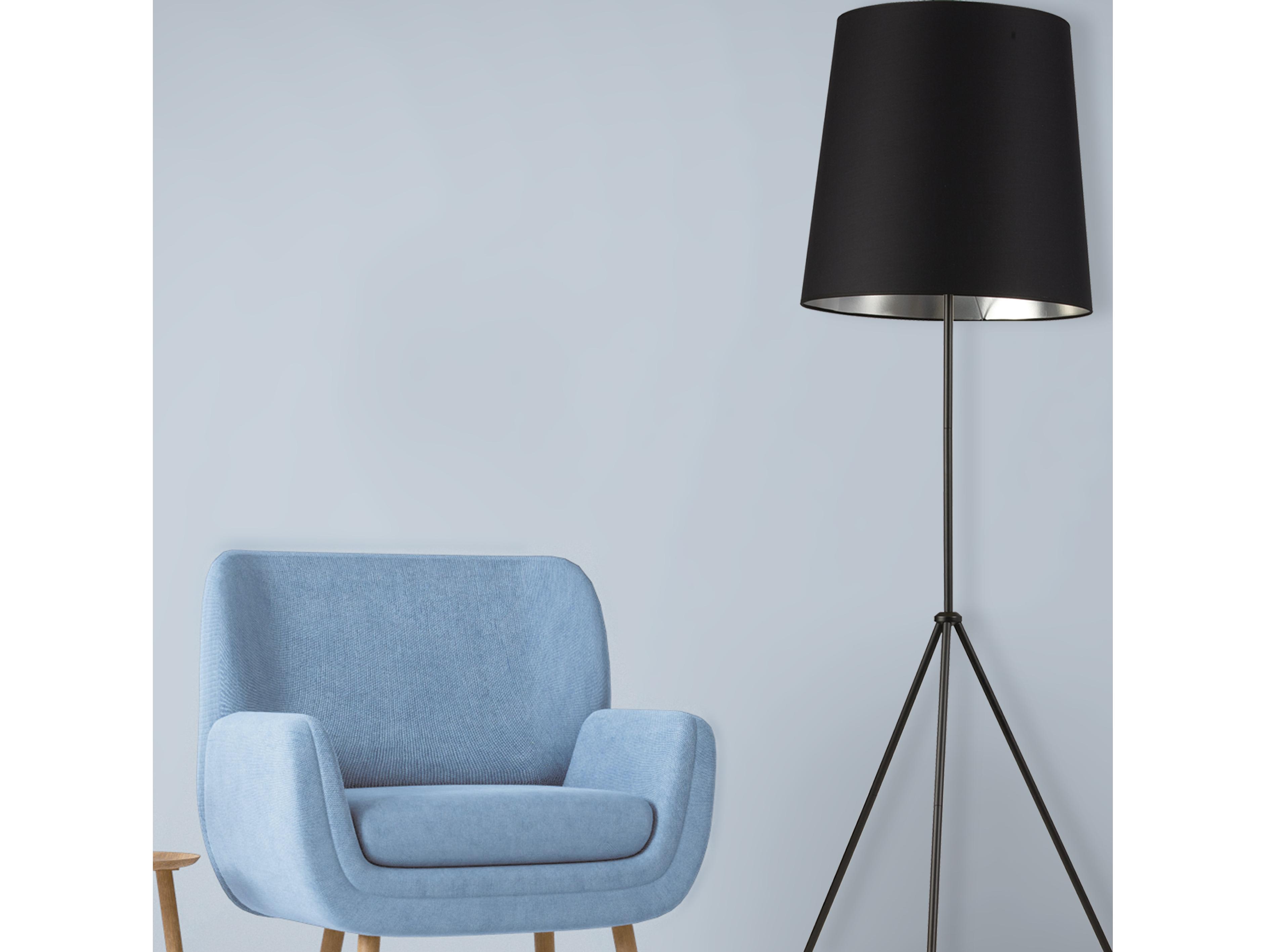 Dainolite Tripod Matte Black Silver Floor Lamp