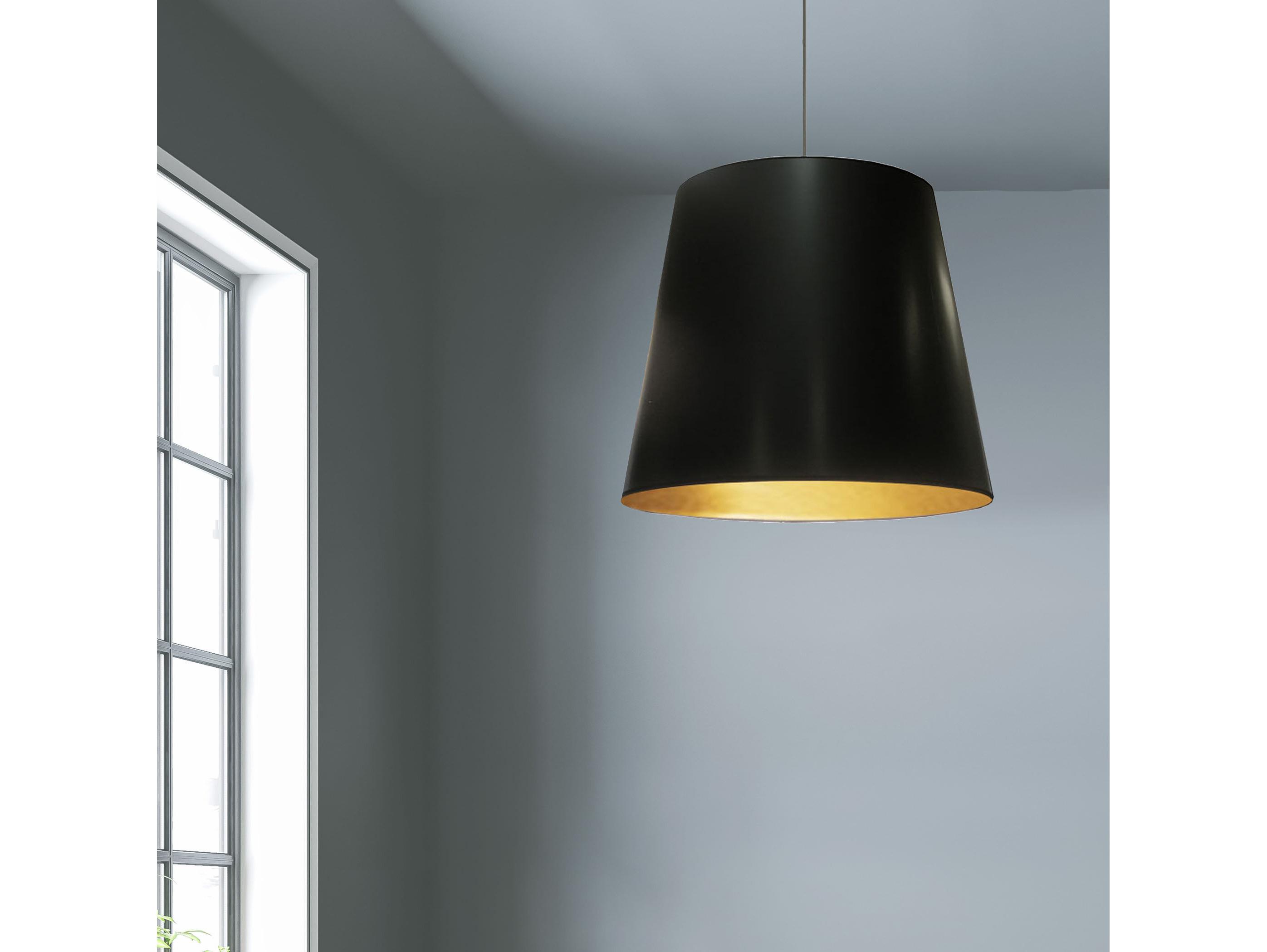 Dainolite Oversized Drum 1-Light Polished Chrome Black Gold Pendant