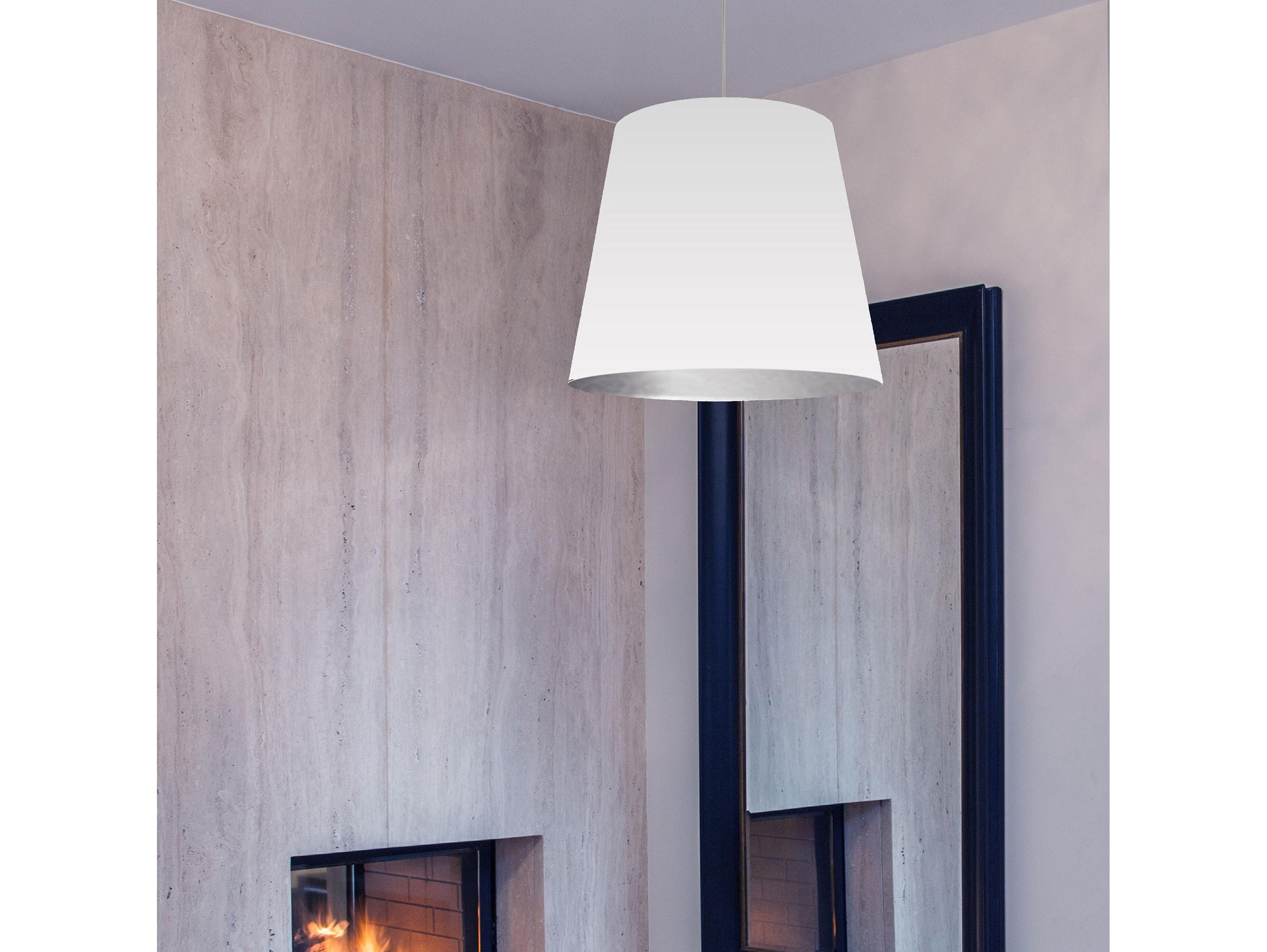 Dainolite Oversized Drum 1-Light Polished Chrome White Pendant