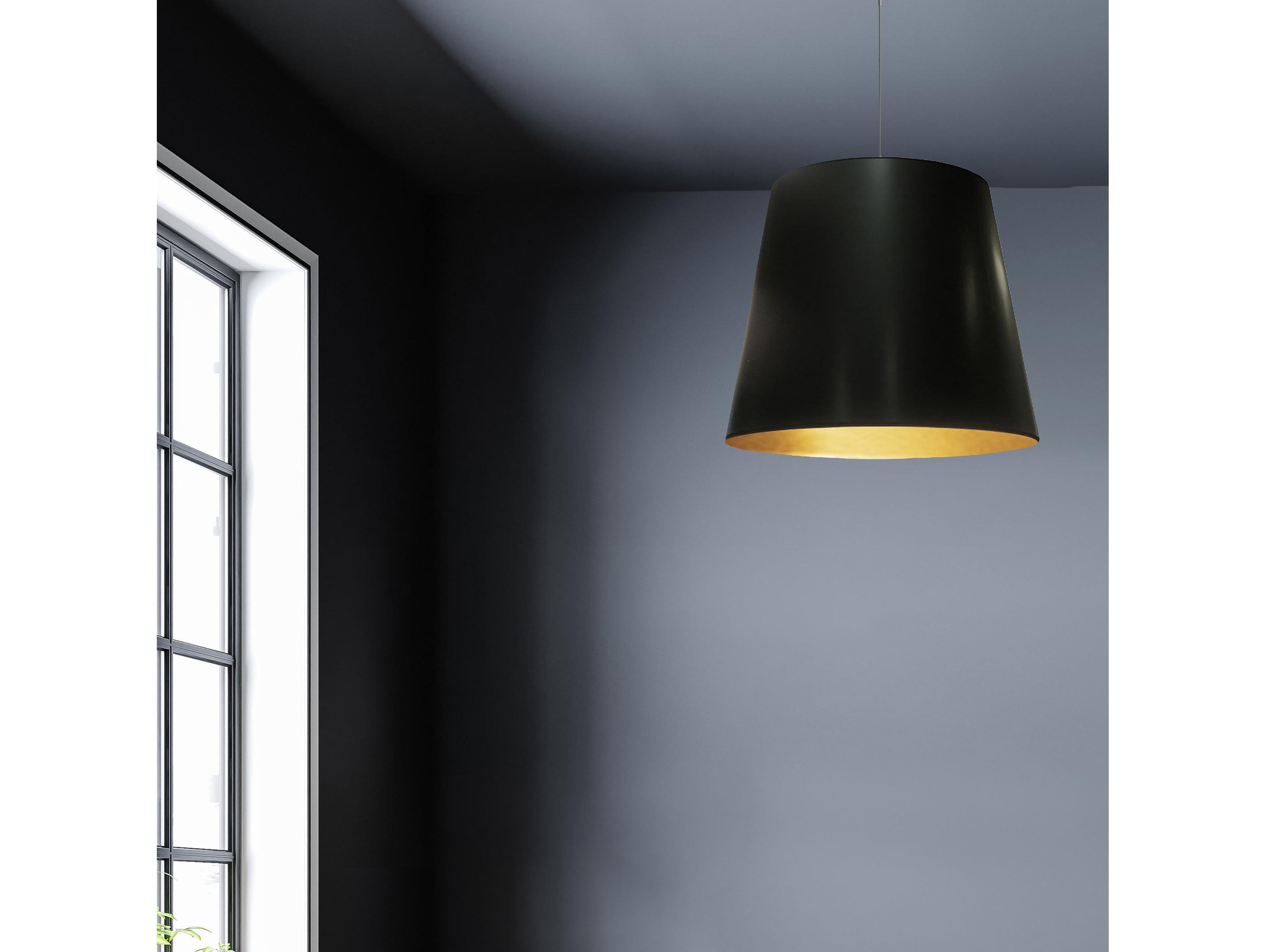 Dainolite Oversized Drum 1-Light Polished Chrome Black Gold Pendant