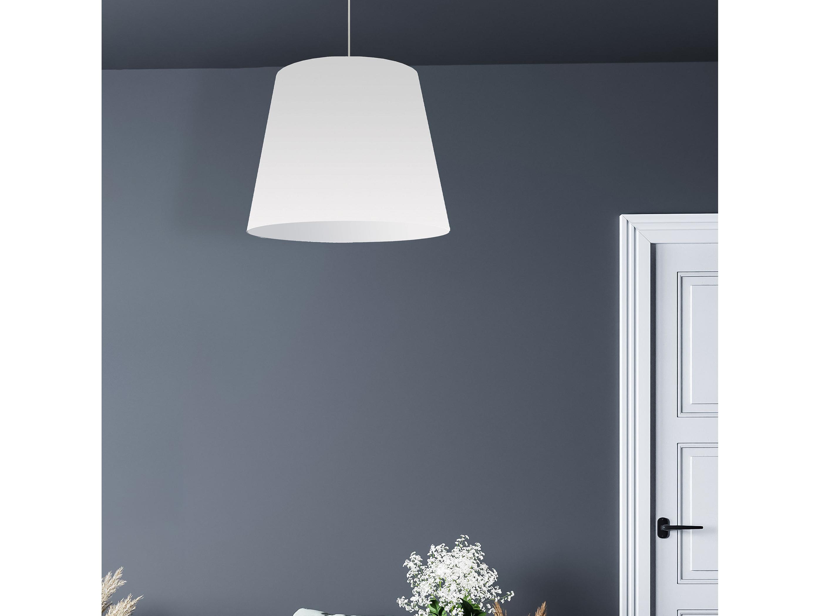 Dainolite Oversized Drum 1-Light Polished Chrome White Pendant