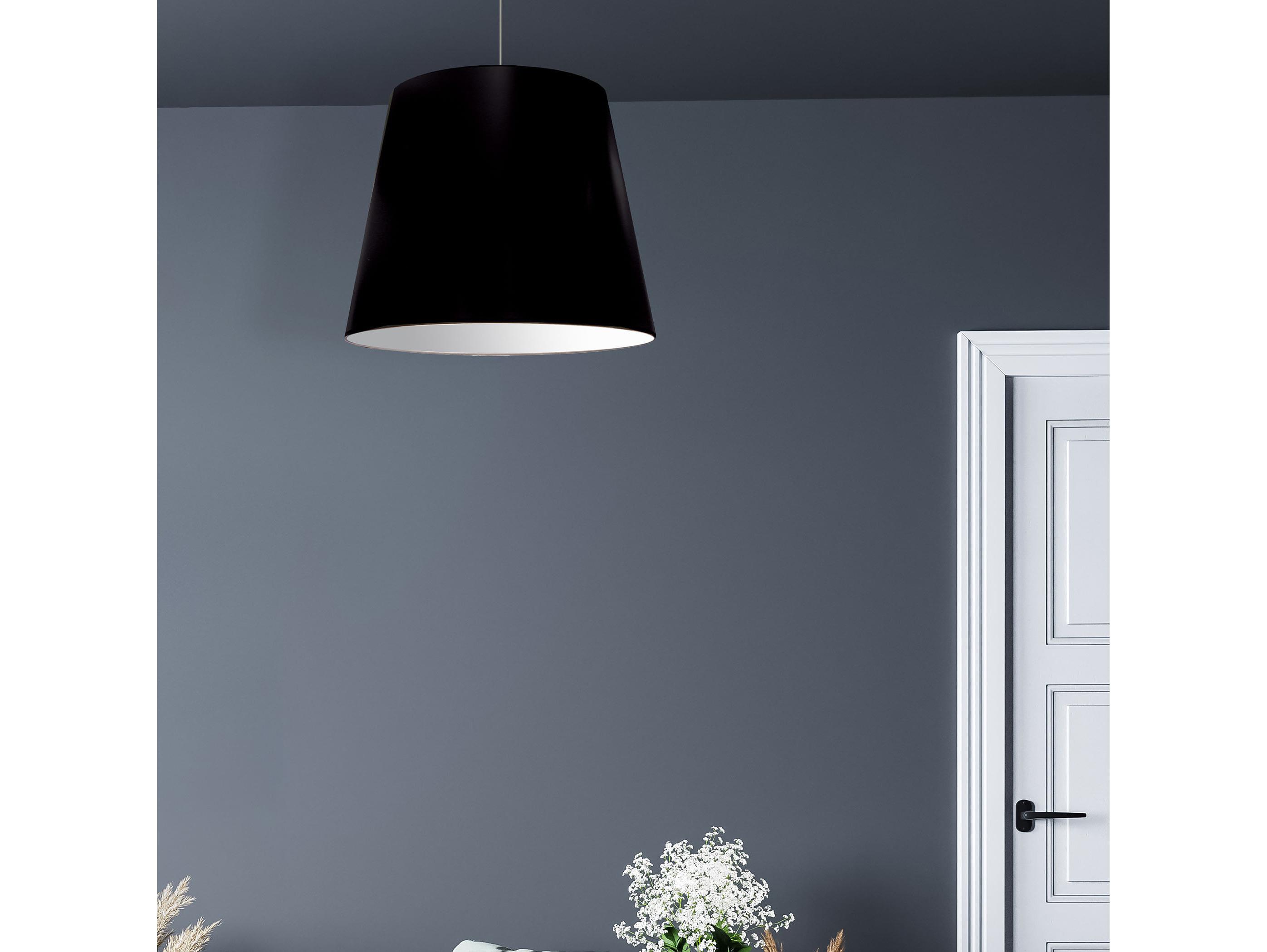 Dainolite Oversized Drum 1-Light Black Polished Chrome Silver Pendant