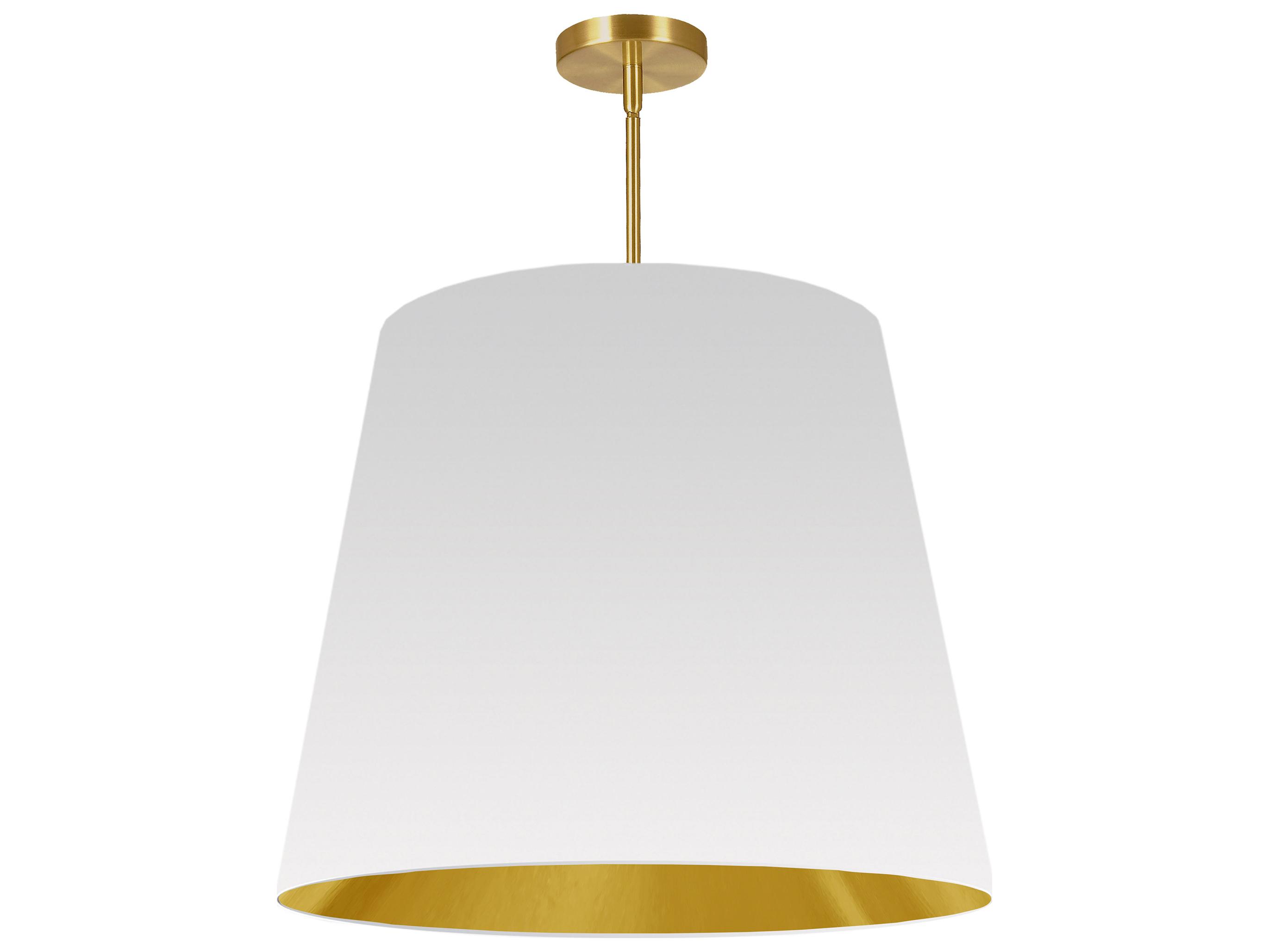 Dainolite Oversized Drum 1-Light Aged Brass White Pendant