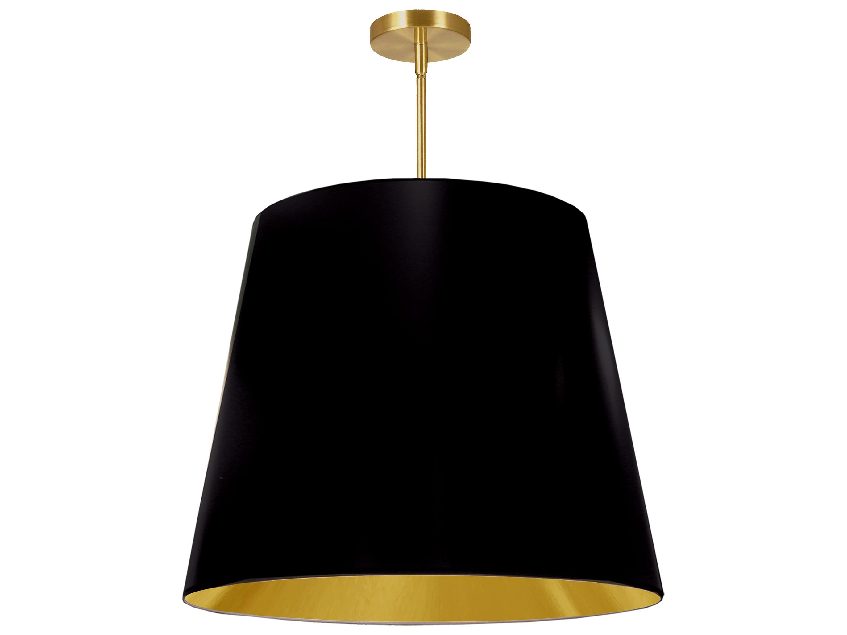 Dainolite Oversized Drum 1-Light Black Aged Brass Gold Pendant