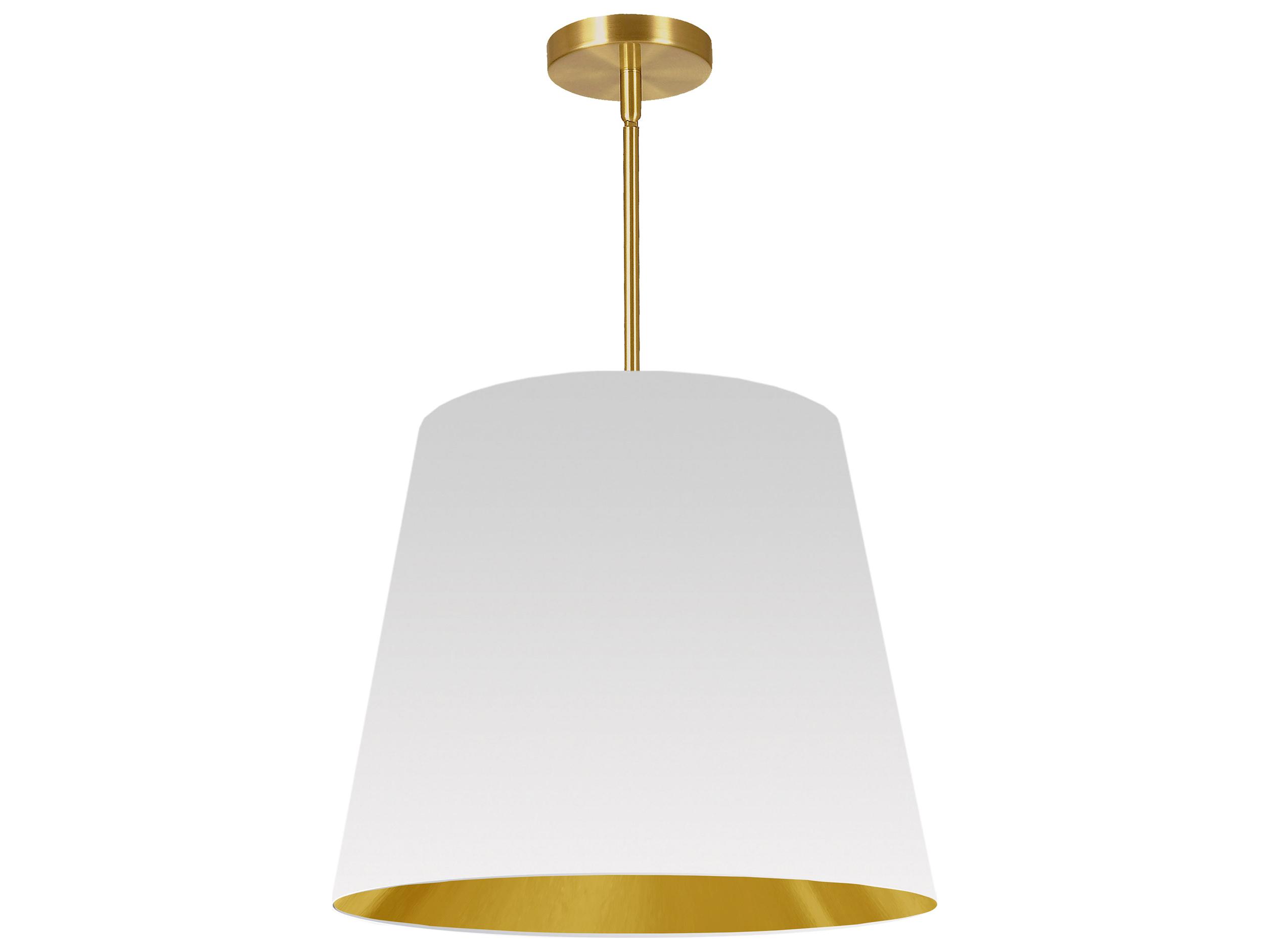 Dainolite Oversized Drum 1-Light Aged Brass White Pendant