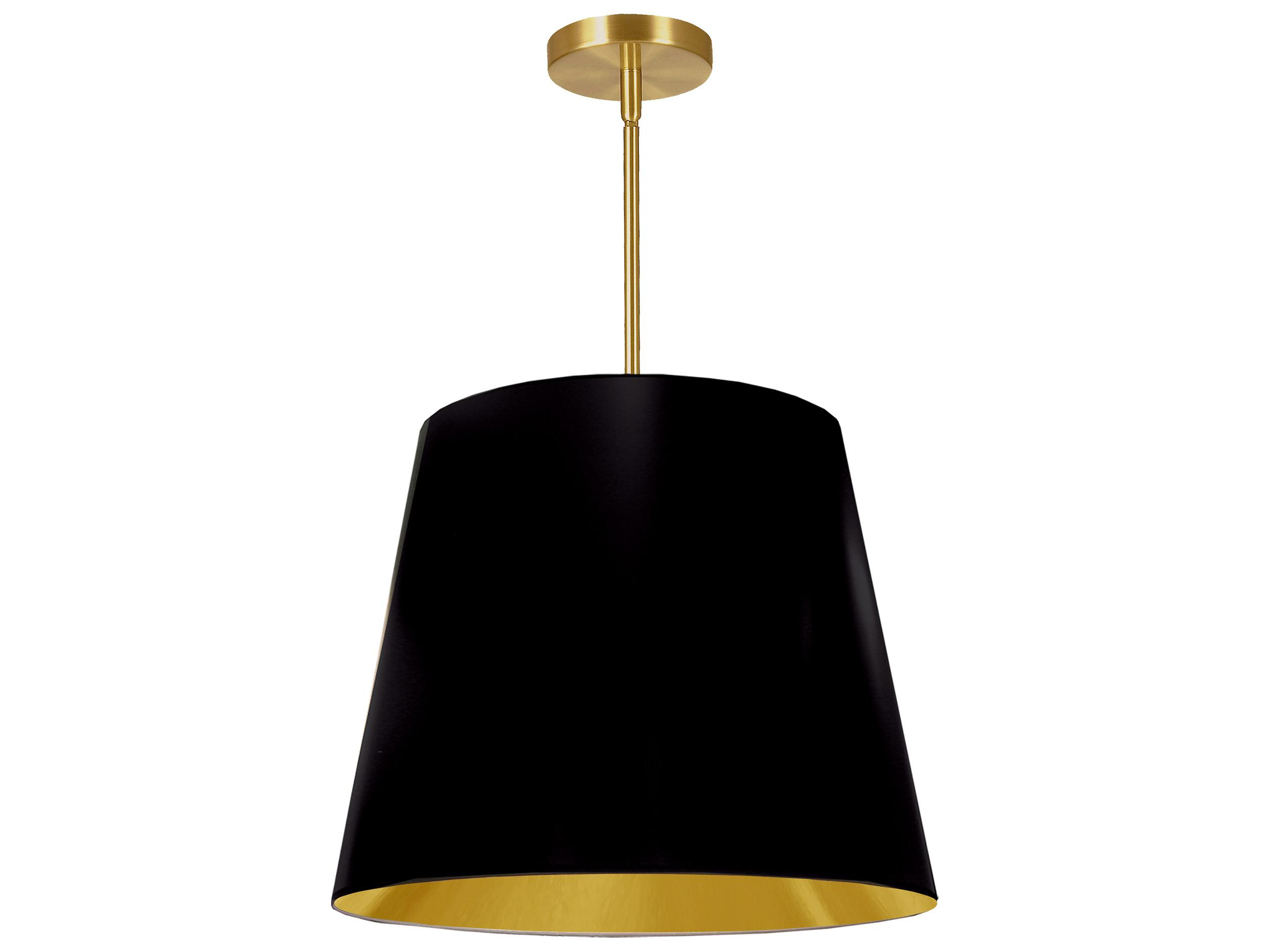 Dainolite Oversized Drum 1-Light Black Aged Brass Gold Pendant