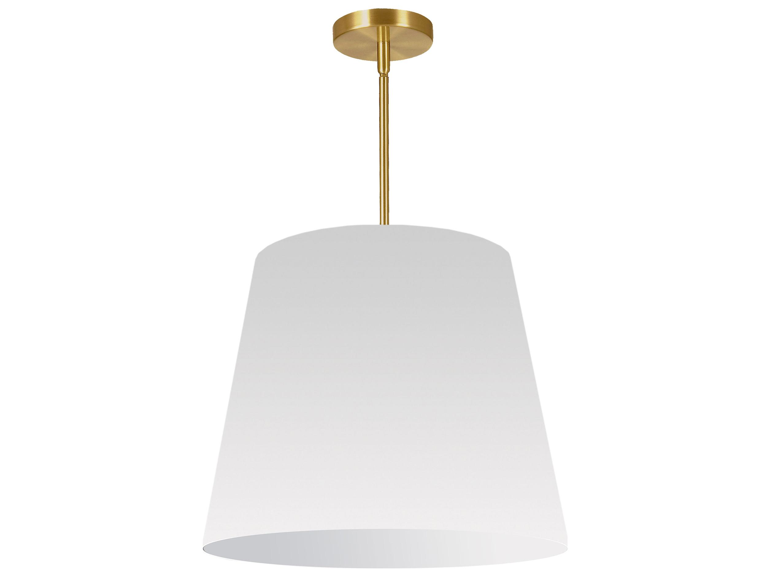 Dainolite Oversized Drum 1-Light Aged Brass White Pendant