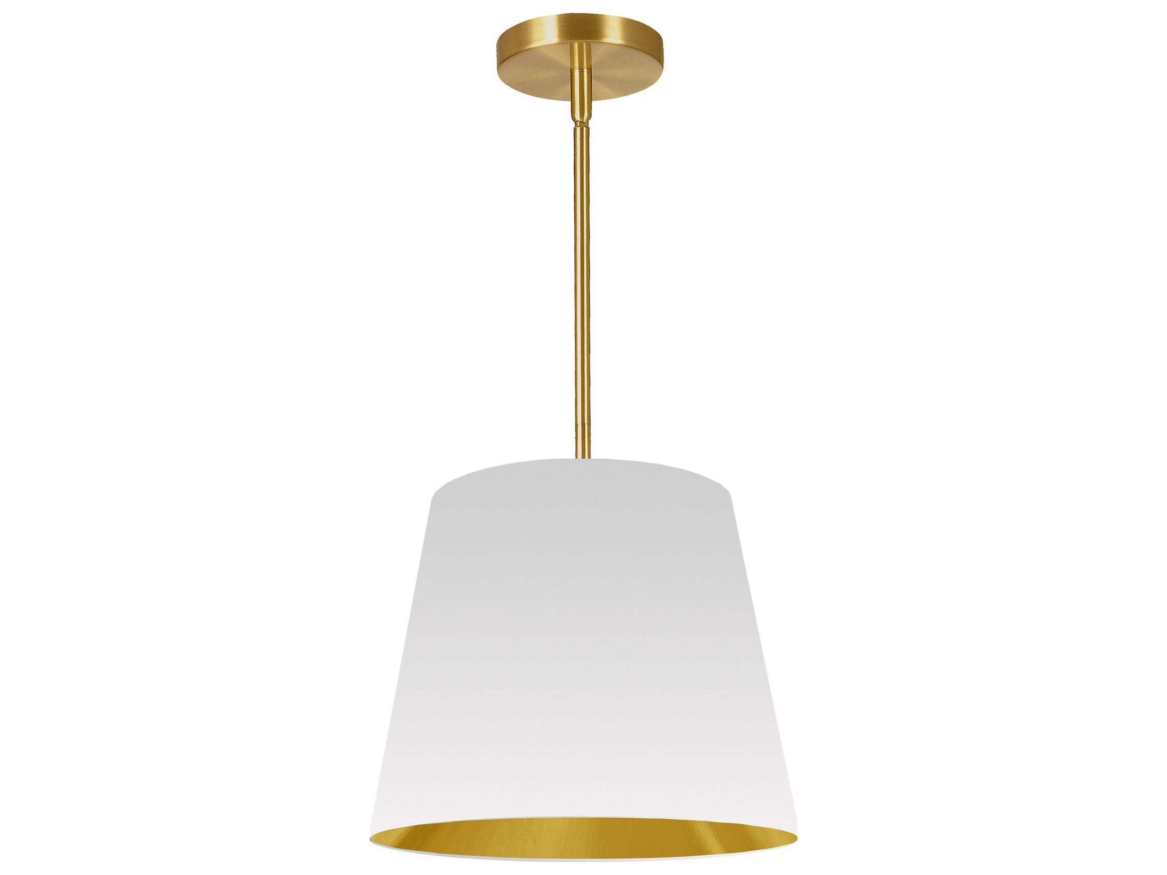 Dainolite Oversized Drum 1-Light Aged Brass White Pendant