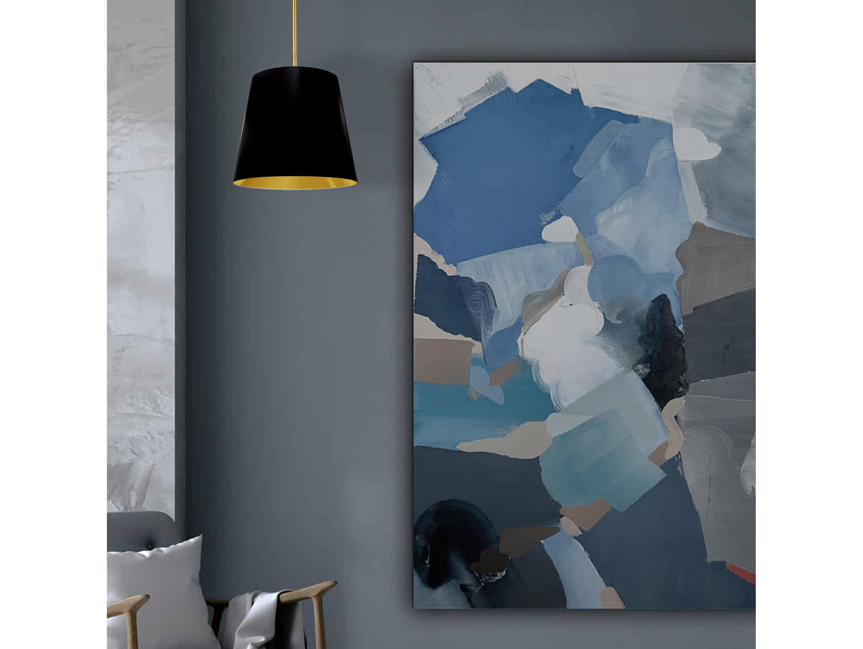 Dainolite Oversized Drum 1-Light Black Aged Brass Gold Pendant