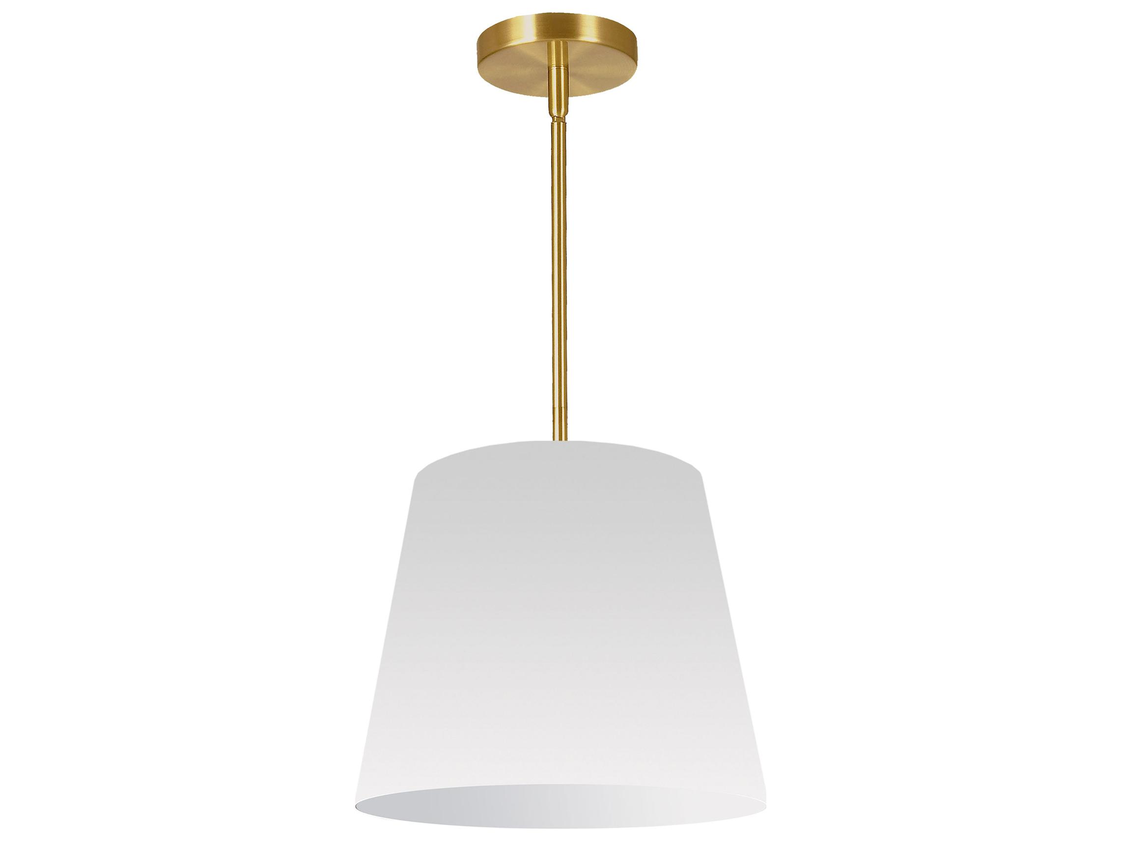 Dainolite Oversized Drum 1-Light Aged Brass White Pendant