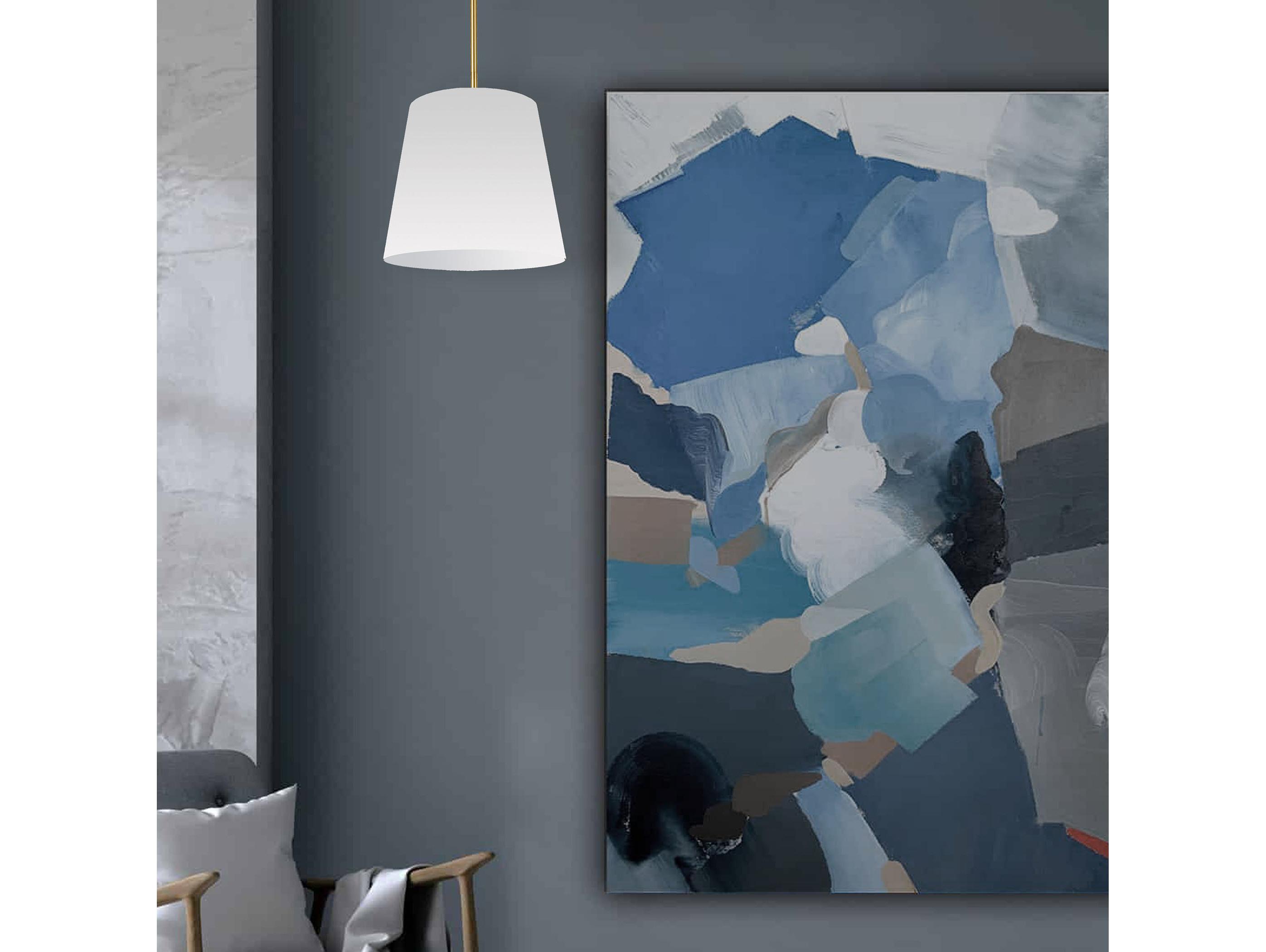 Dainolite Oversized Drum 1-Light Aged Brass White Pendant