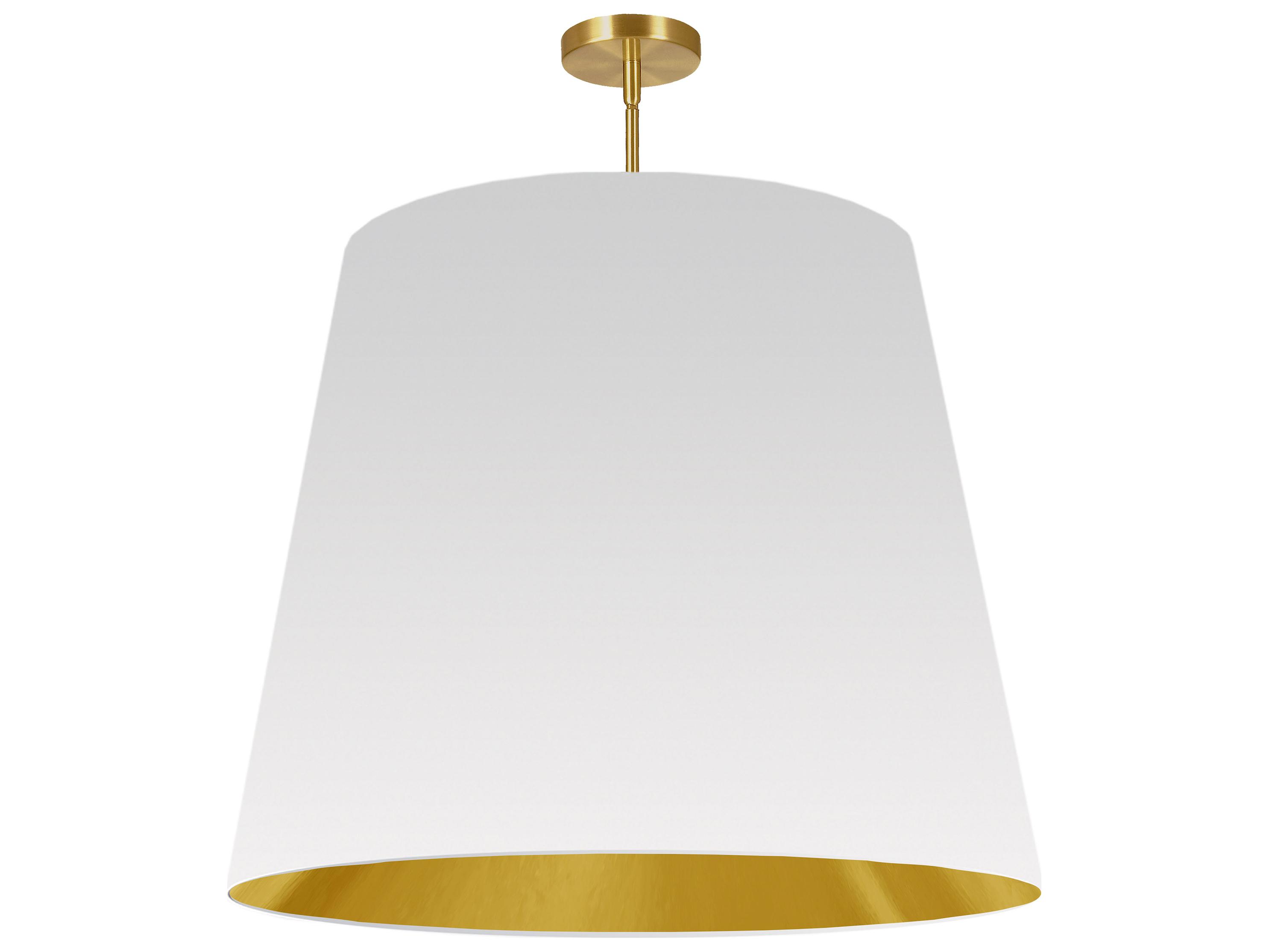 Dainolite Oversized Drum 1-Light Aged Brass Gold White Pendant