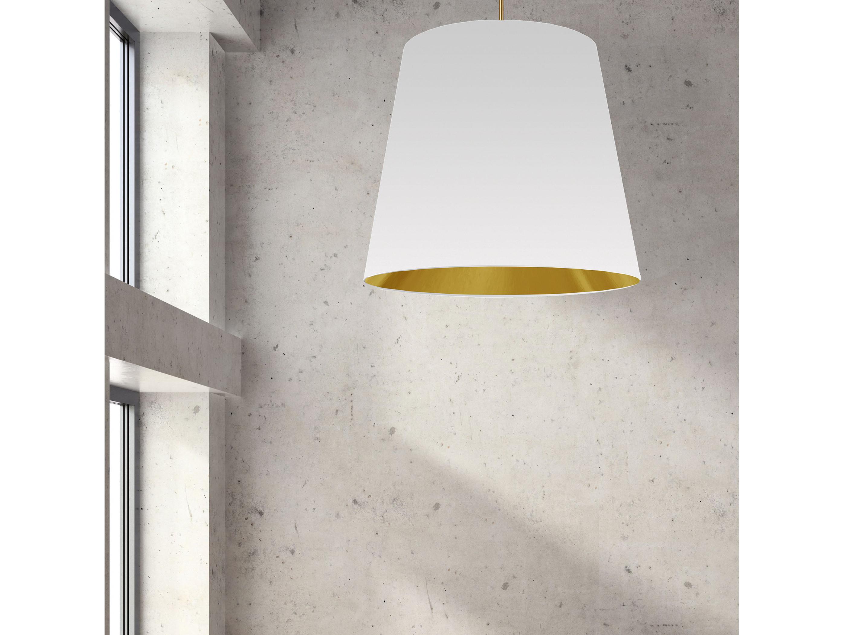 Dainolite Oversized Drum 1-Light Aged Brass Gold White Pendant