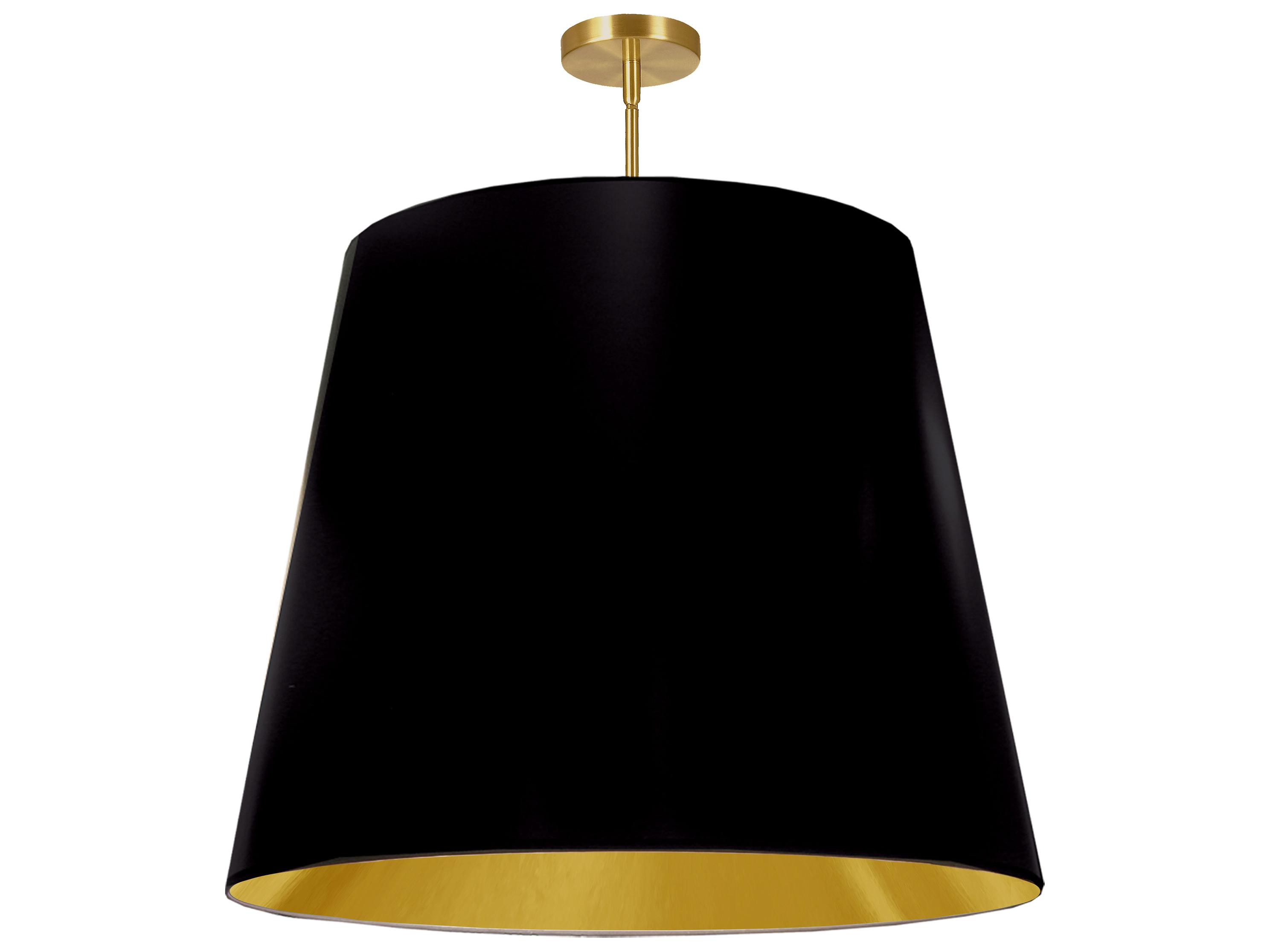 Dainolite Oversized Drum 1-Light Black Aged Brass Gold Pendant