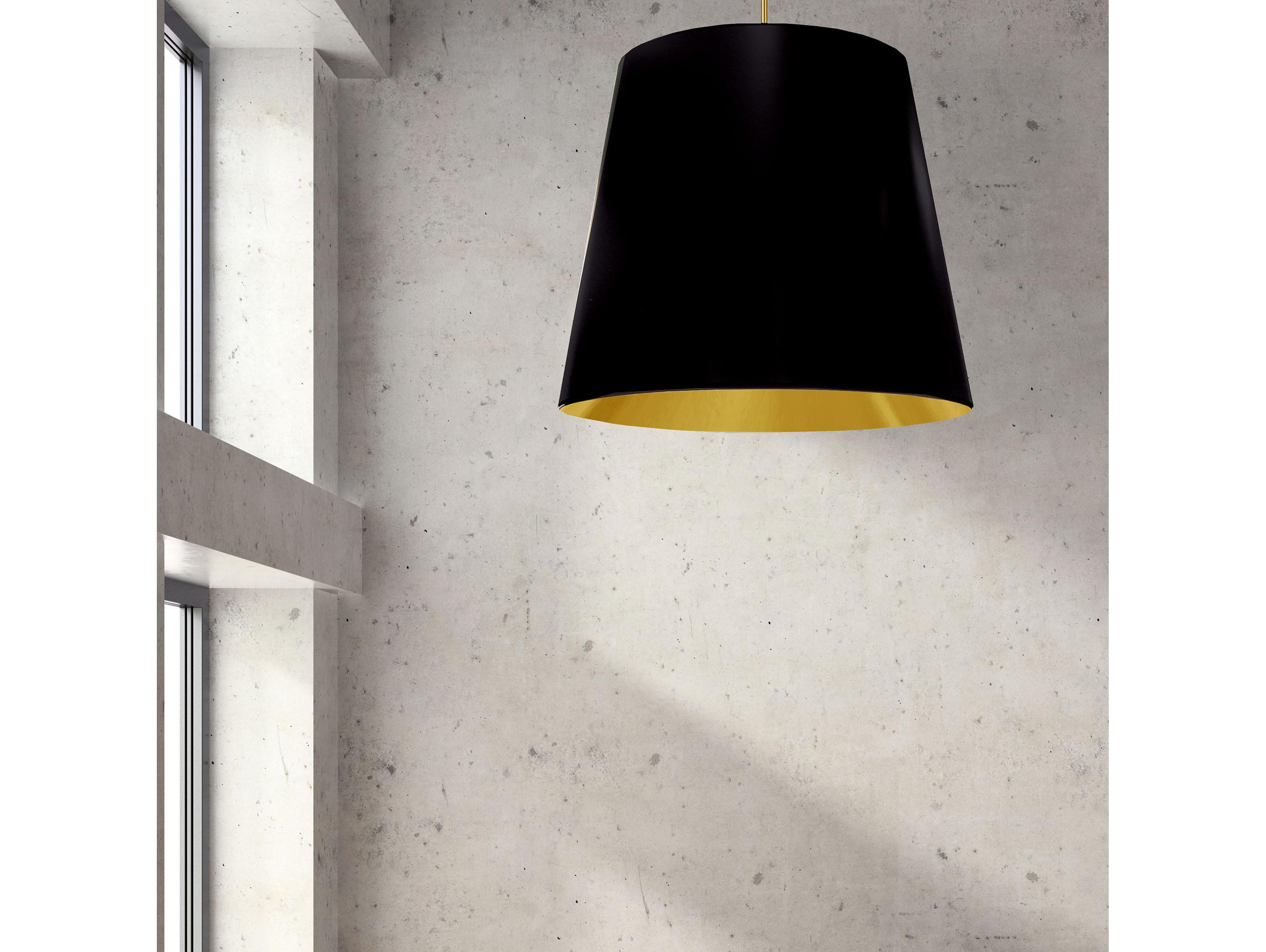 Dainolite Oversized Drum 1-Light Black Aged Brass Gold Pendant