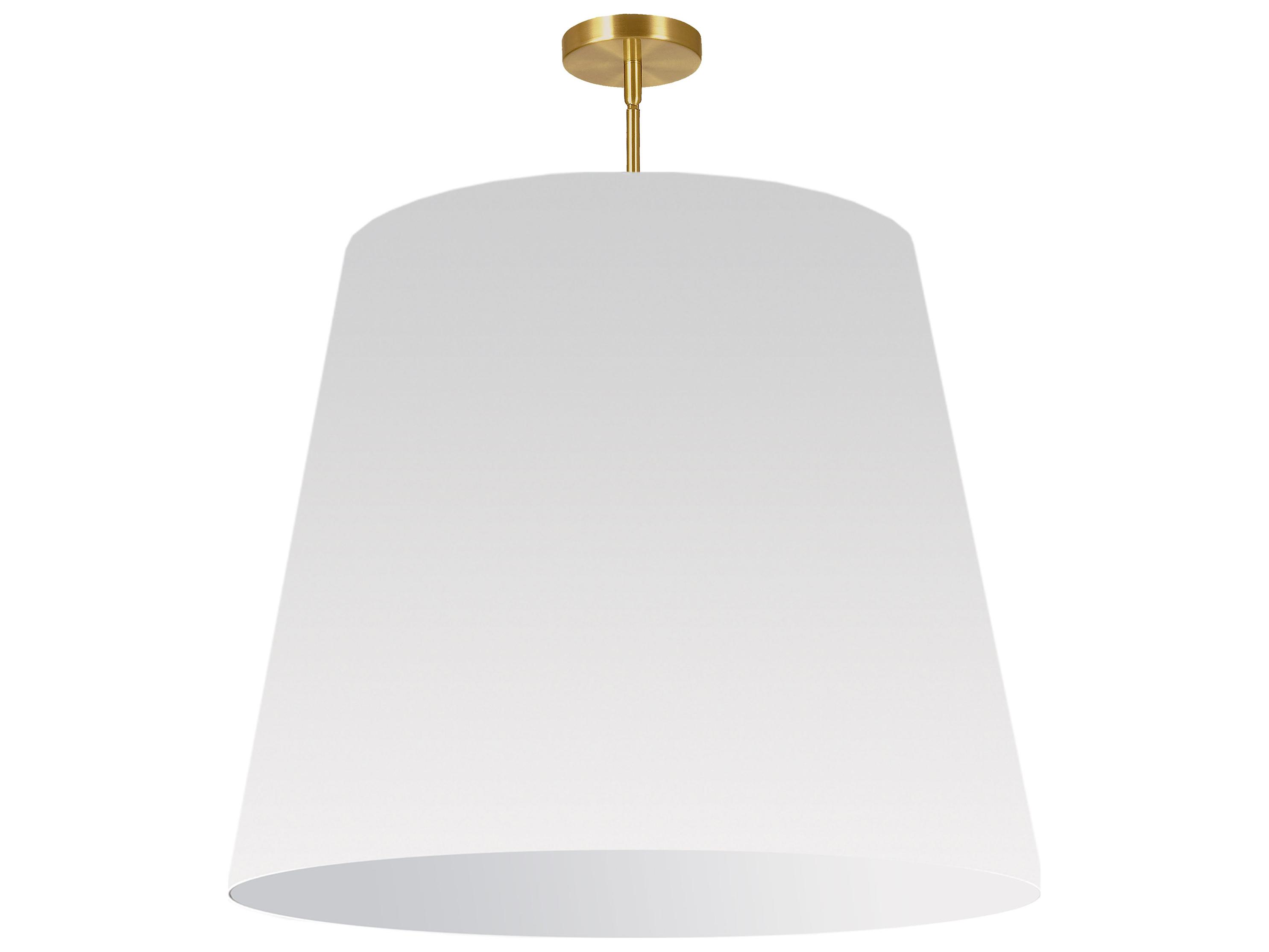 Dainolite Oversized Drum 1-Light Aged Brass White Pendant