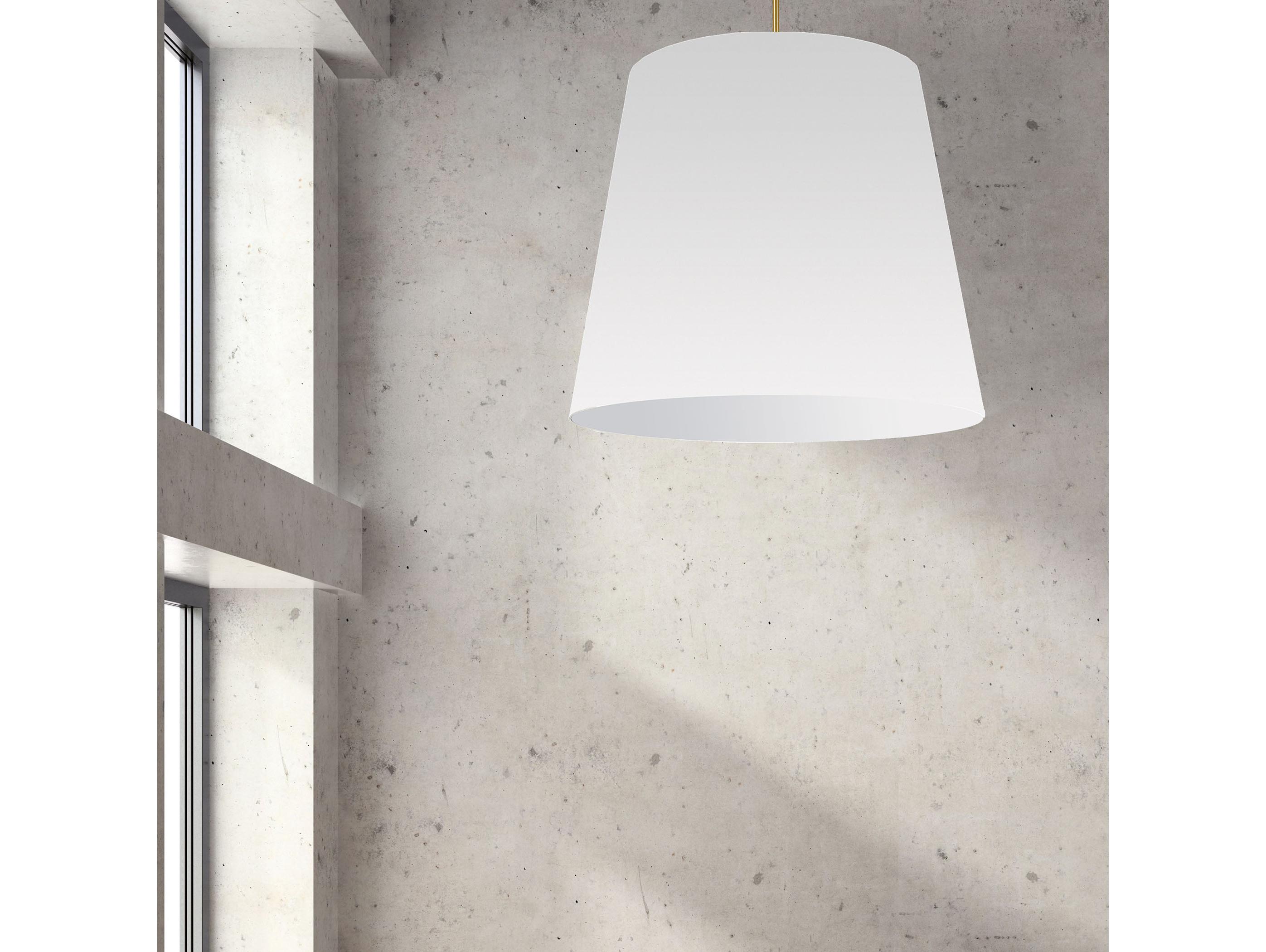 Dainolite Oversized Drum 1-Light Aged Brass White Pendant