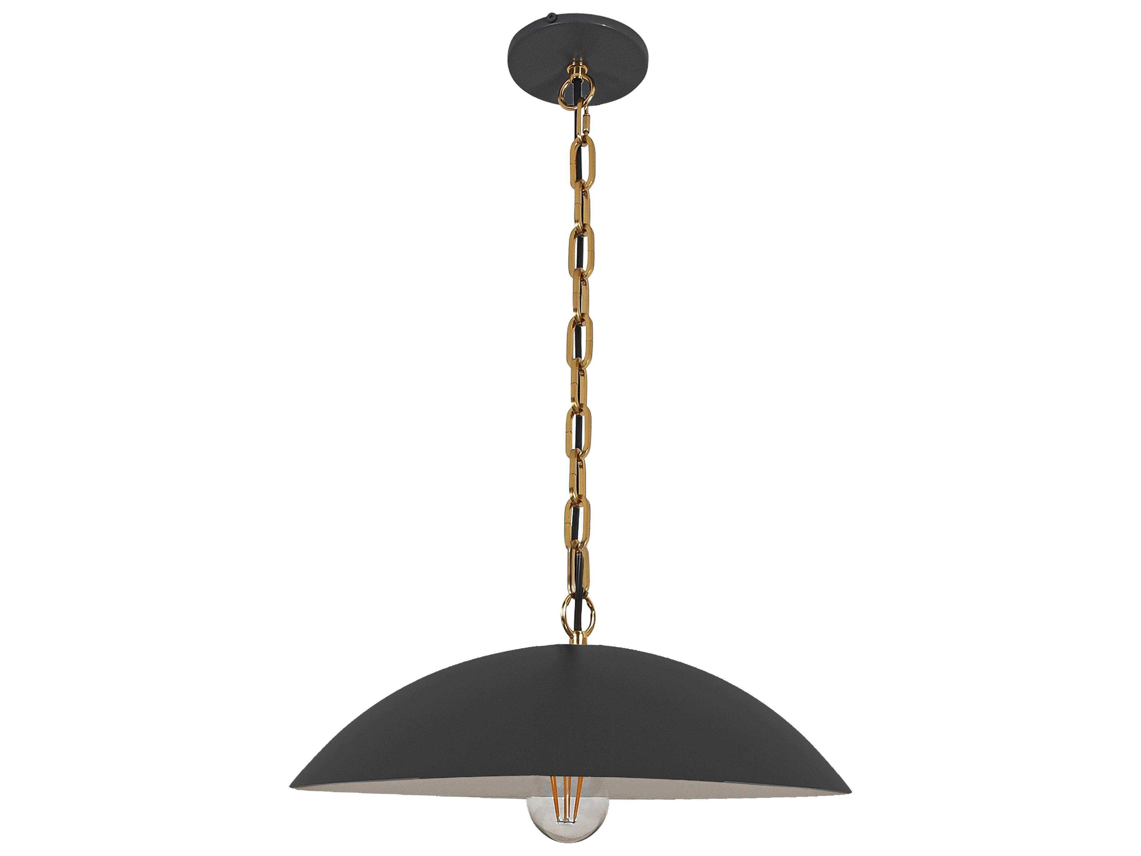 Dainolite Ofelia 1-Light Matte Black Aged Brass Dome Pendant