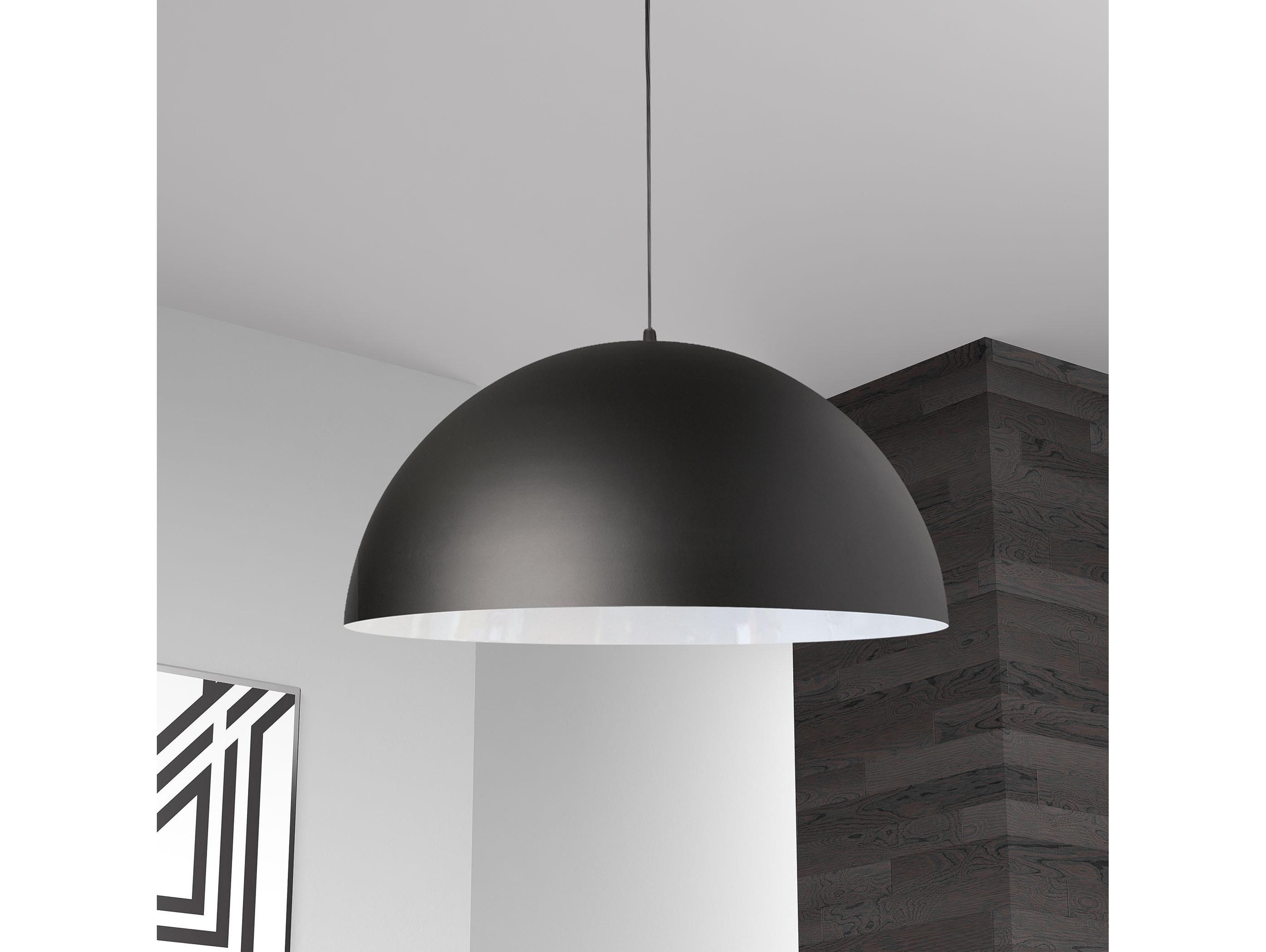 Dainolite Ofelia 1-Light Matte Black White Dome Pendant