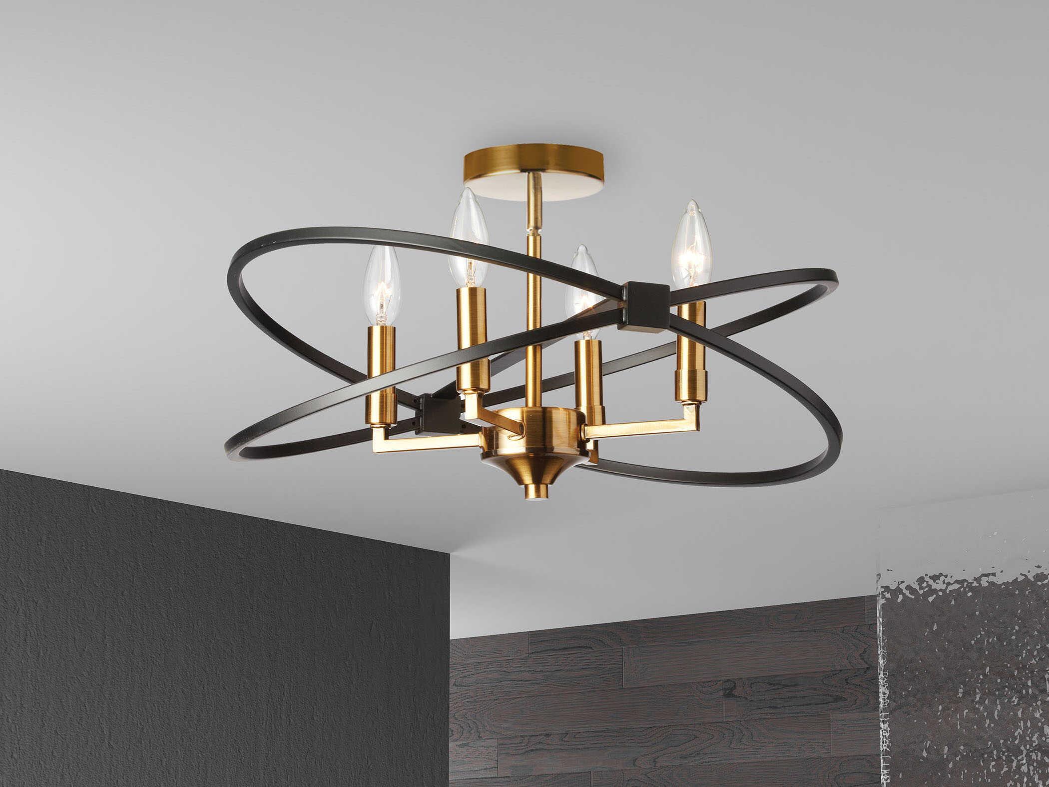 Dainolite Paloma 4-Light Vintage Bronze Matte Black Semi Flush Mount