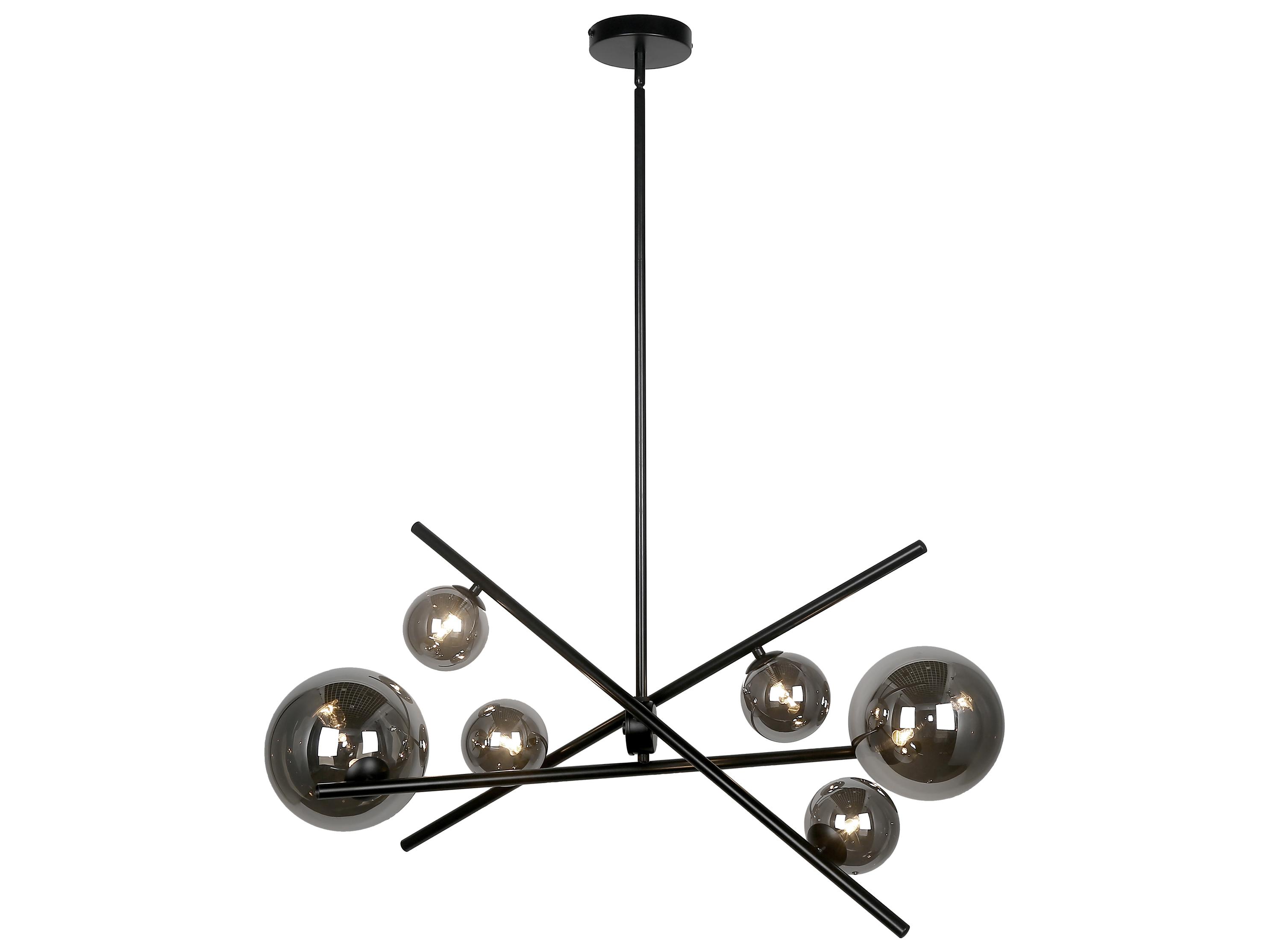 Dainolite Pamela 6-Light Matte Black Globe Geometric Linear Chandelier