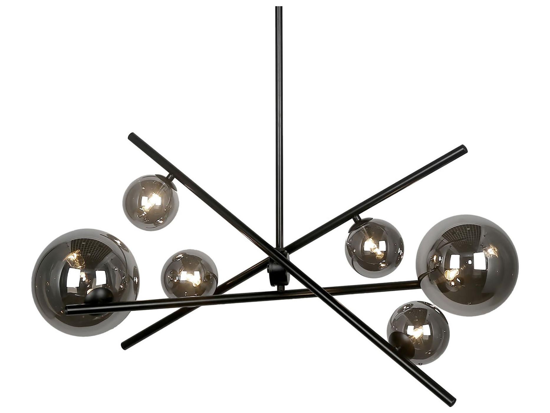 Dainolite Pamela 6-Light Matte Black Globe Geometric Linear Chandelier