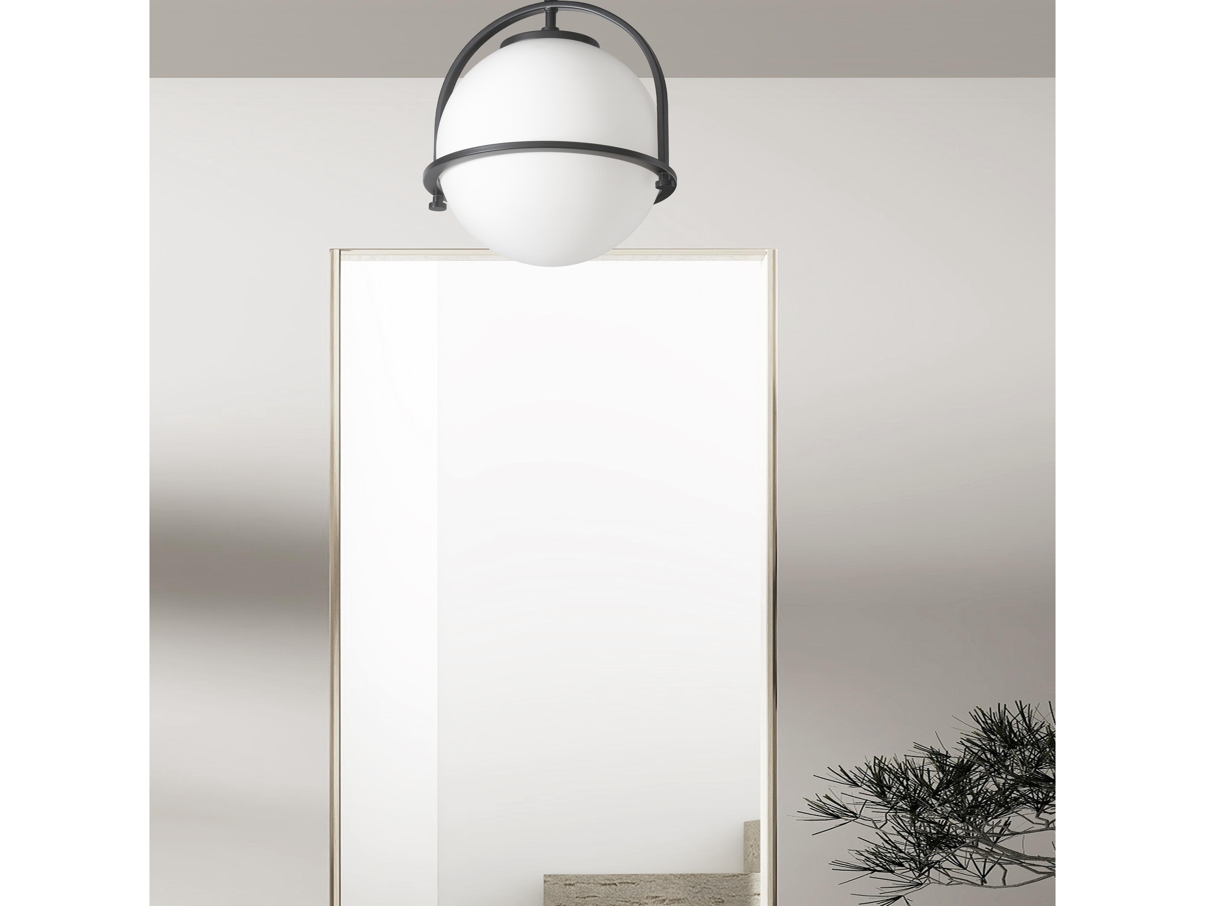 Dainolite Paola 1-Light Matte Black Globe Semi Flush Mount