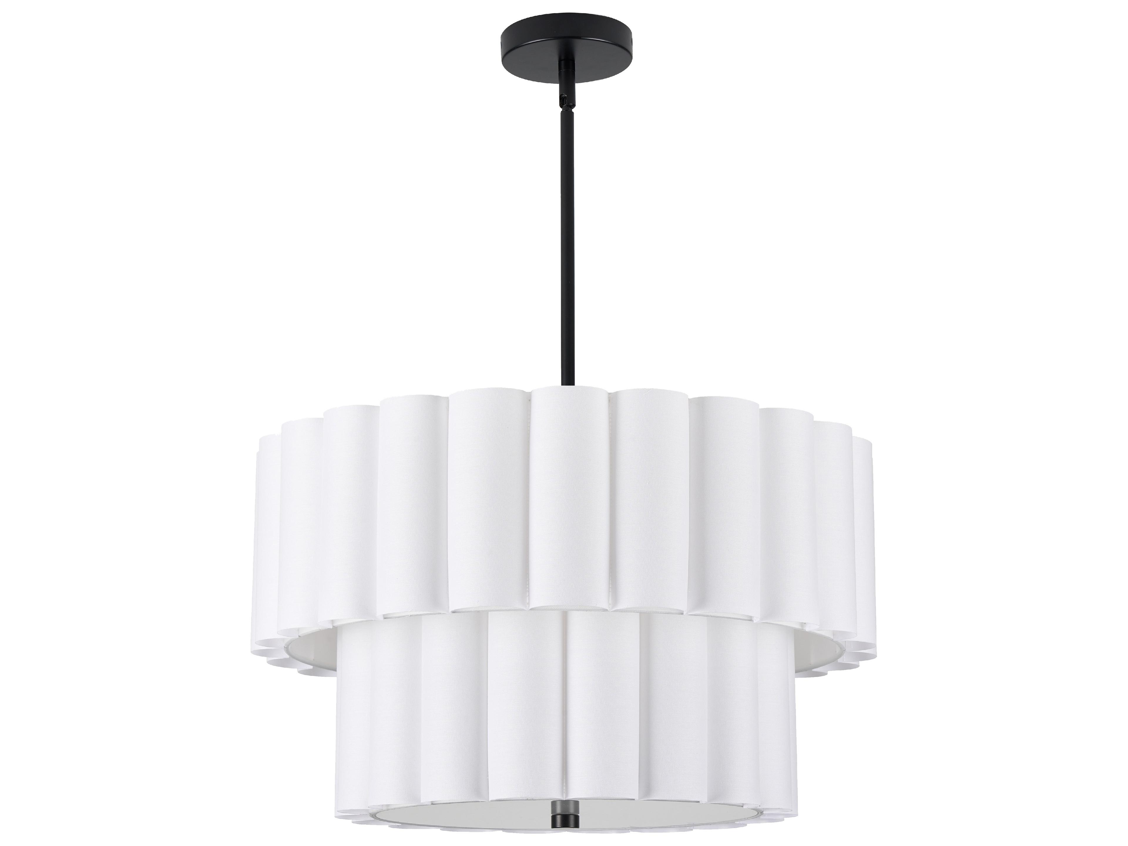 Dainolite Pacifica 4-Light Matte Black Drum Tiered Pendant