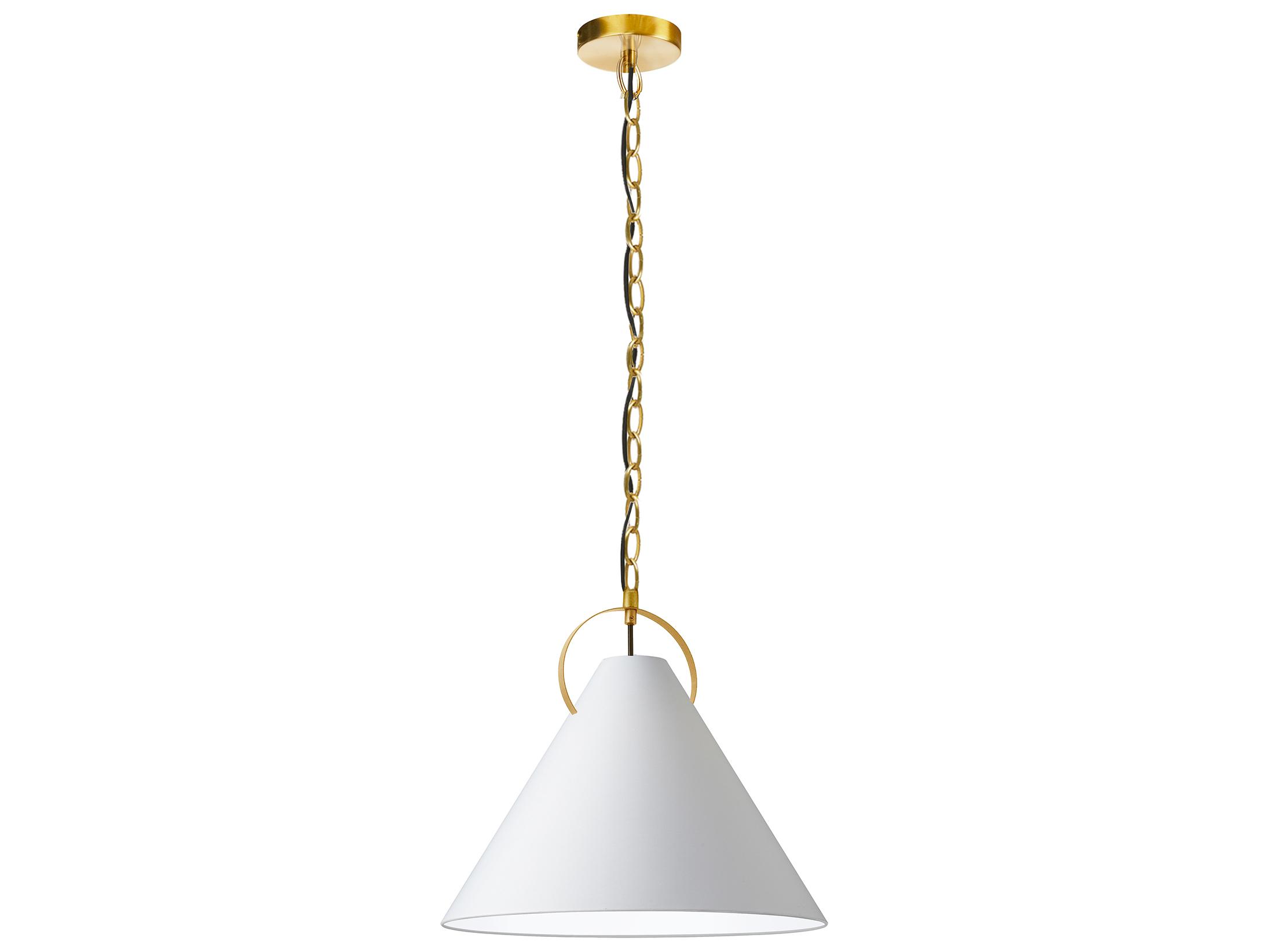 Dainolite Princeton 1-Light Aged Brass White Pendant
