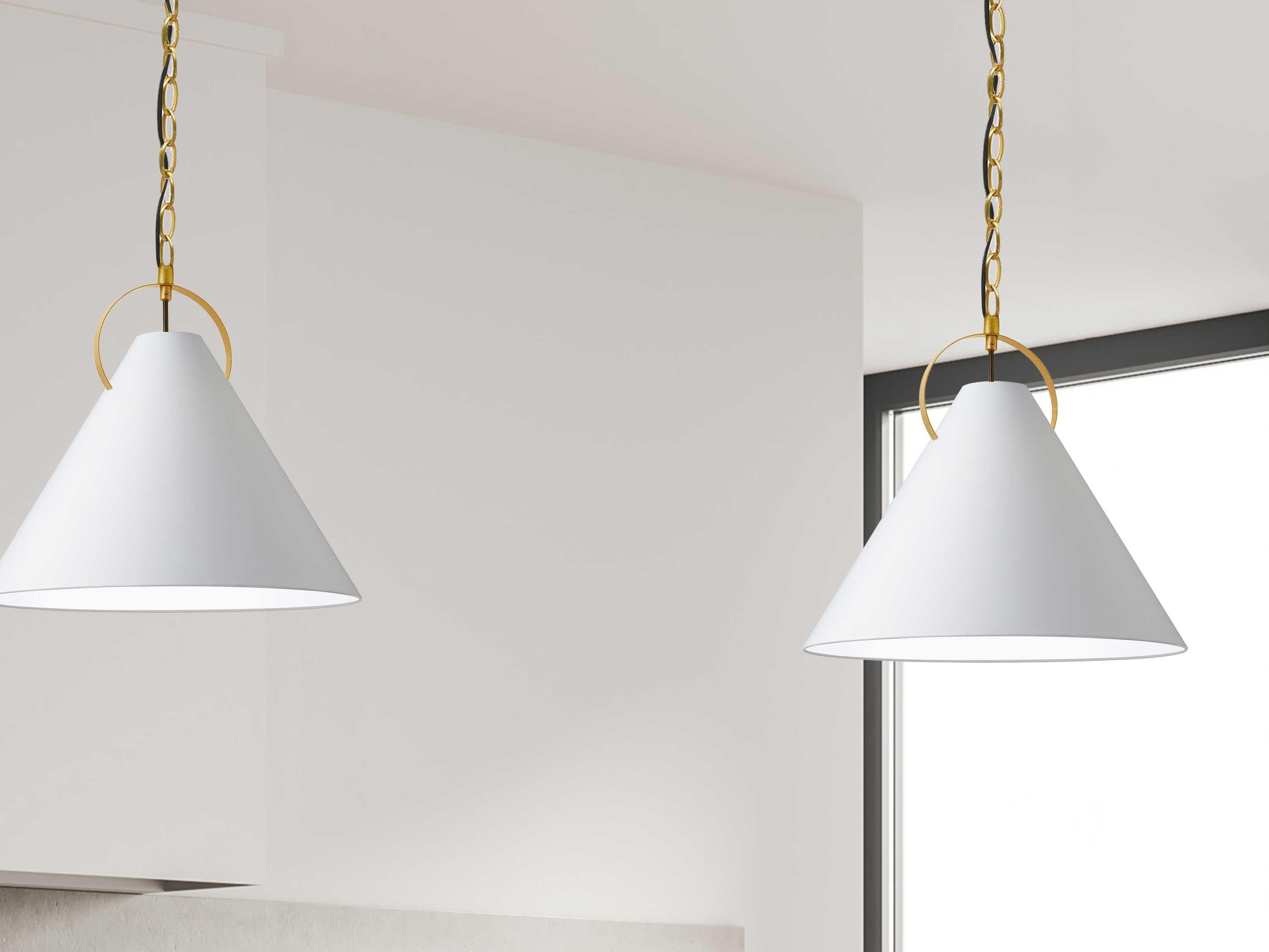 Dainolite Princeton 1-Light Aged Brass White Pendant