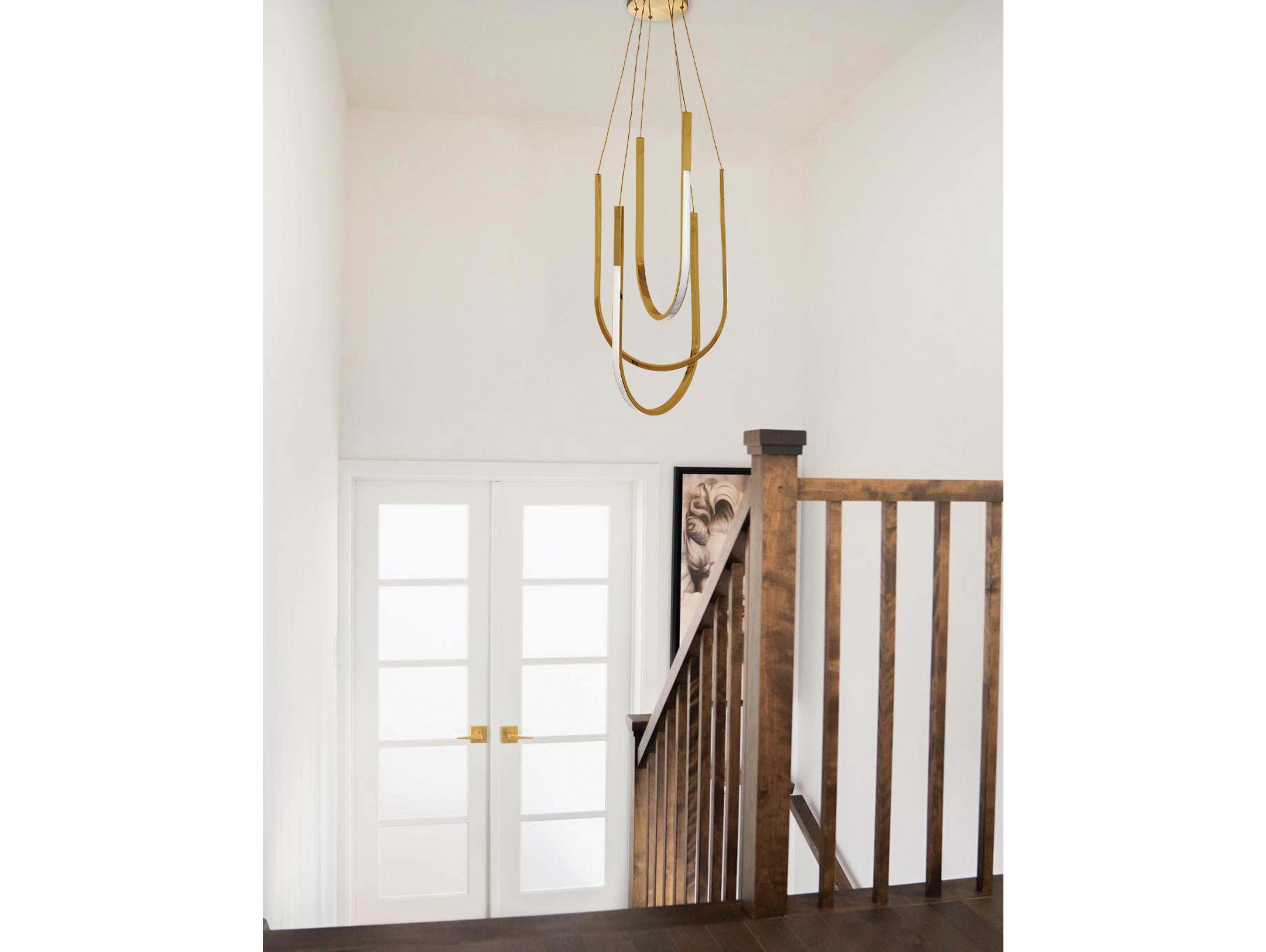 Dainolite Pacari 3-Light Aged Brass White Pendant