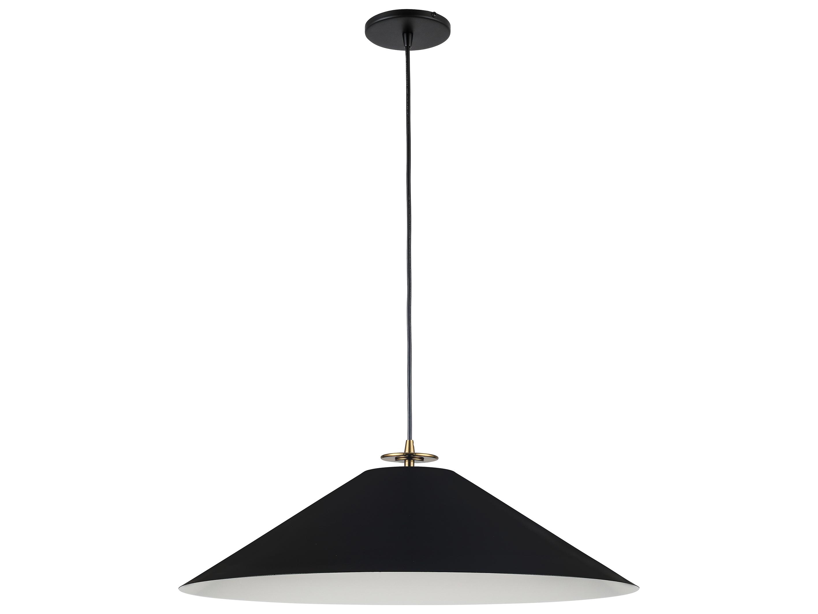 Dainolite Prudence 1-Light Matte Black Aged Brass Pendant