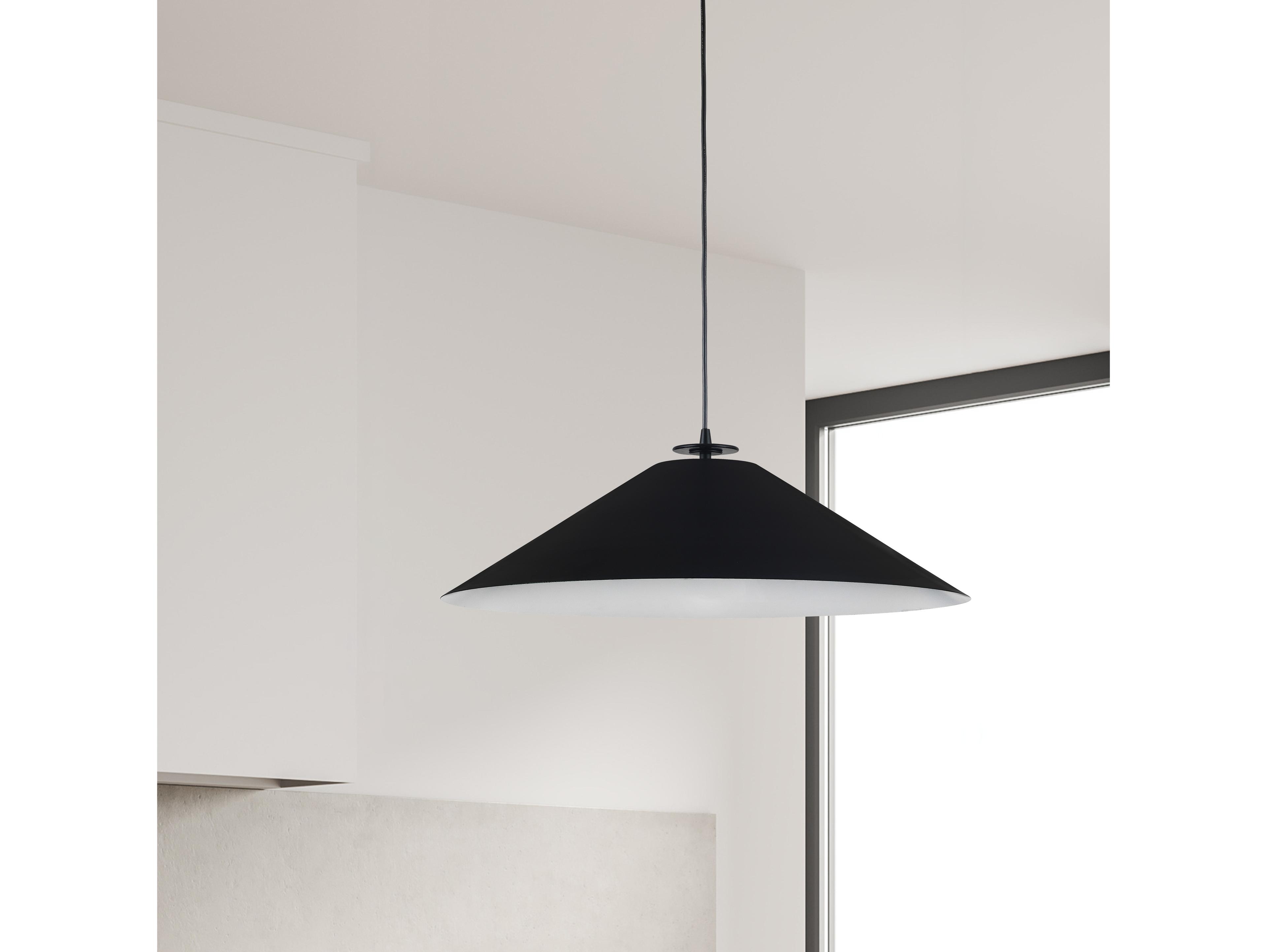 Dainolite Prudence 1-Light Matte Black White Pendant