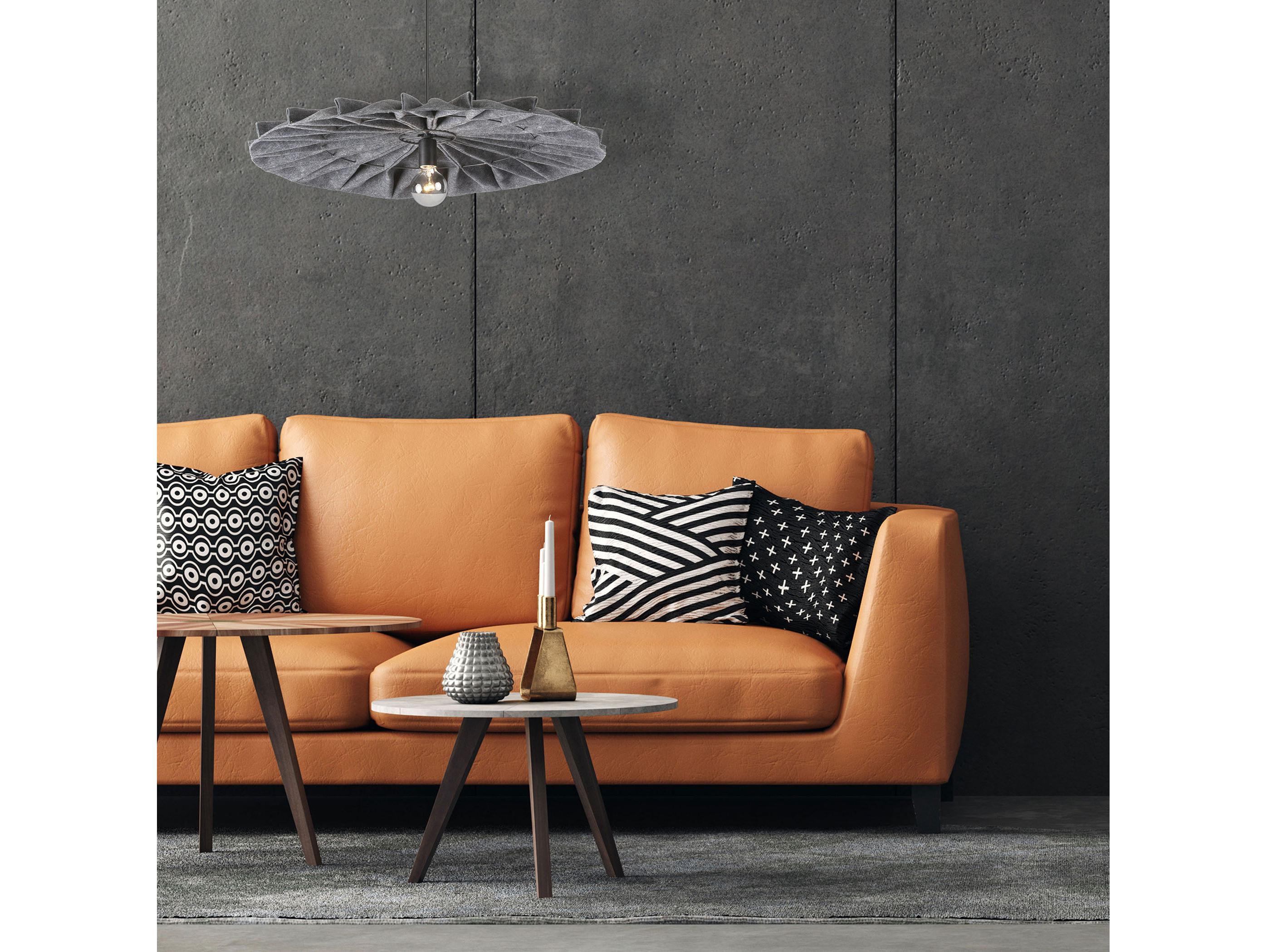 Dainolite Plegado 1-Light Grey Matte Black Round Pendant