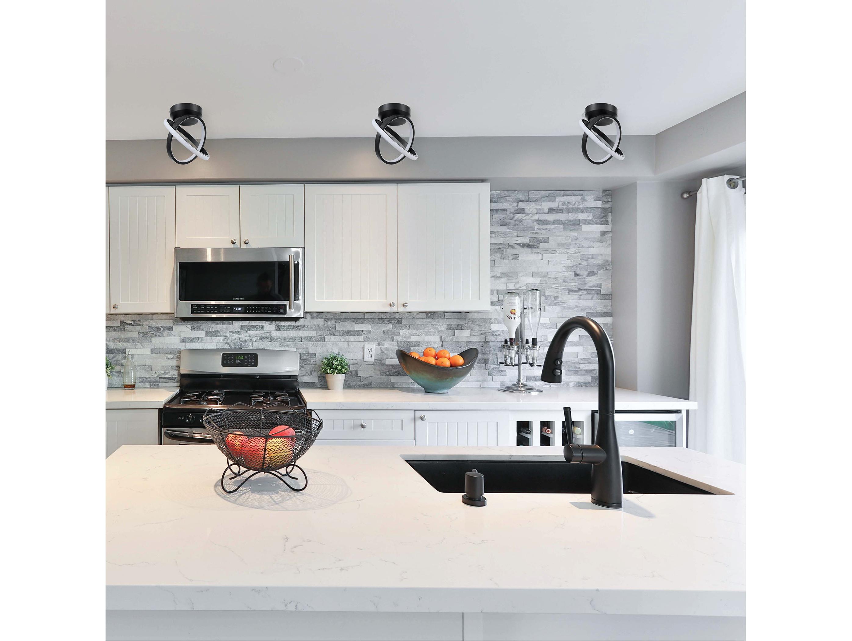 Dainolite Philo 1-Light Matte Black Geometric Semi Flush Mount