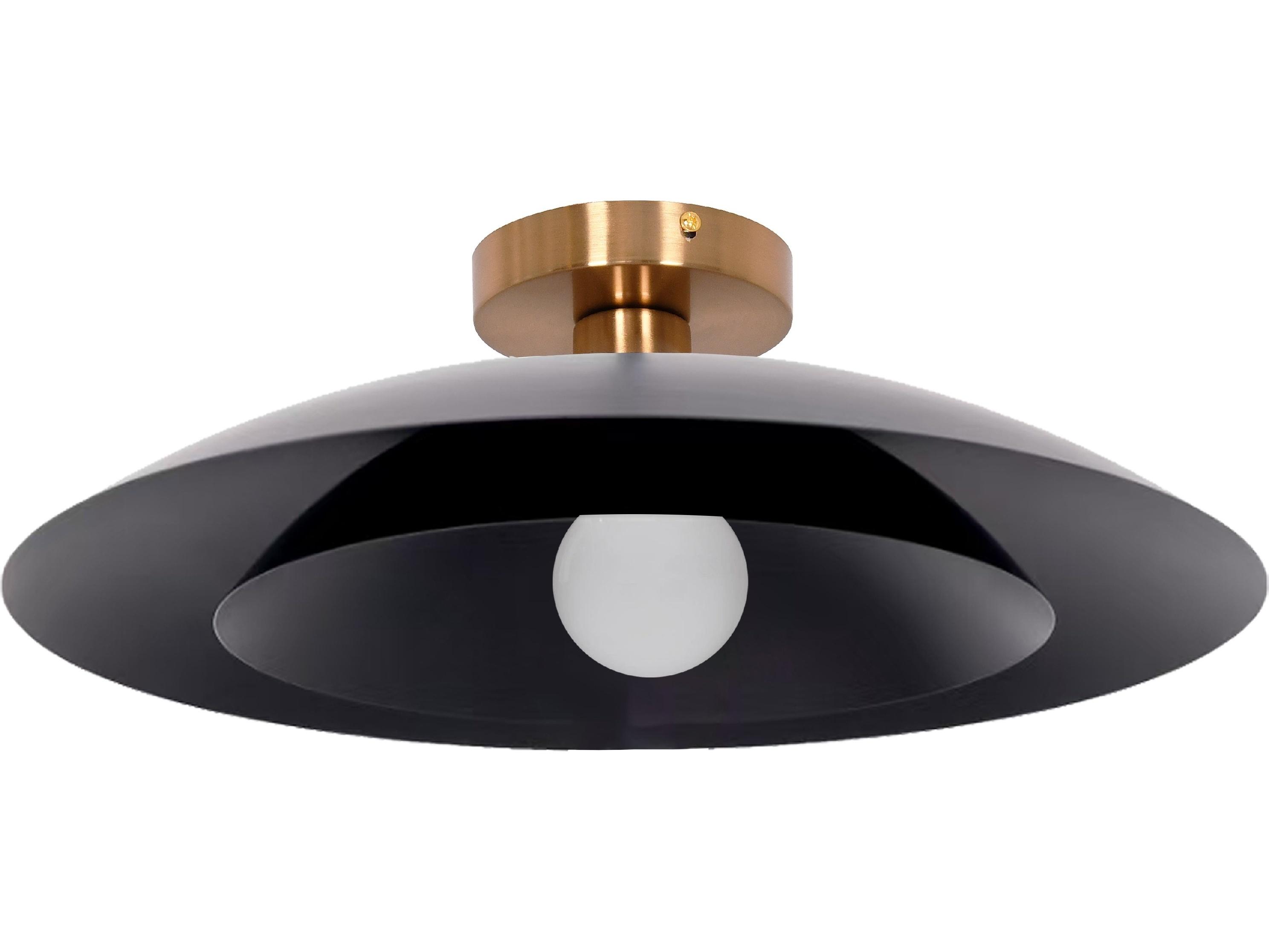 Dainolite Pima 1-Light Matte Black Dome Semi Flush Mount