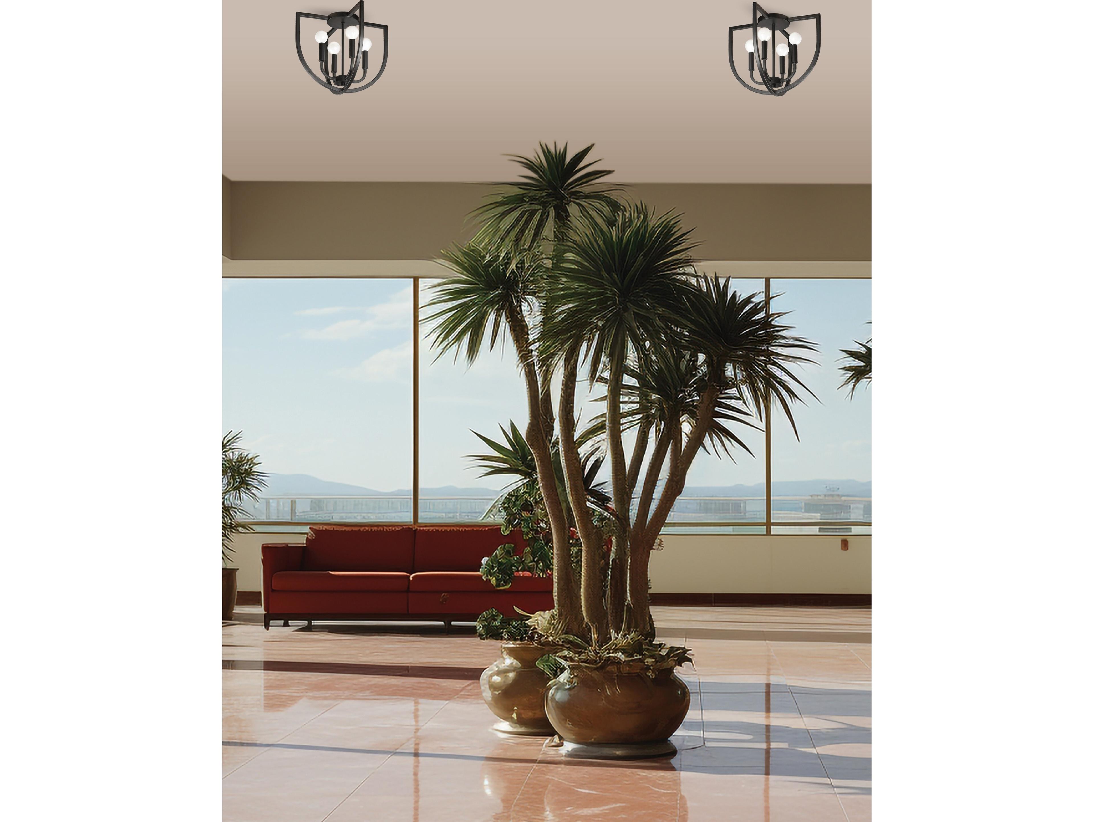 Dainolite Pamela 4-Light Matte Black Flush Mount