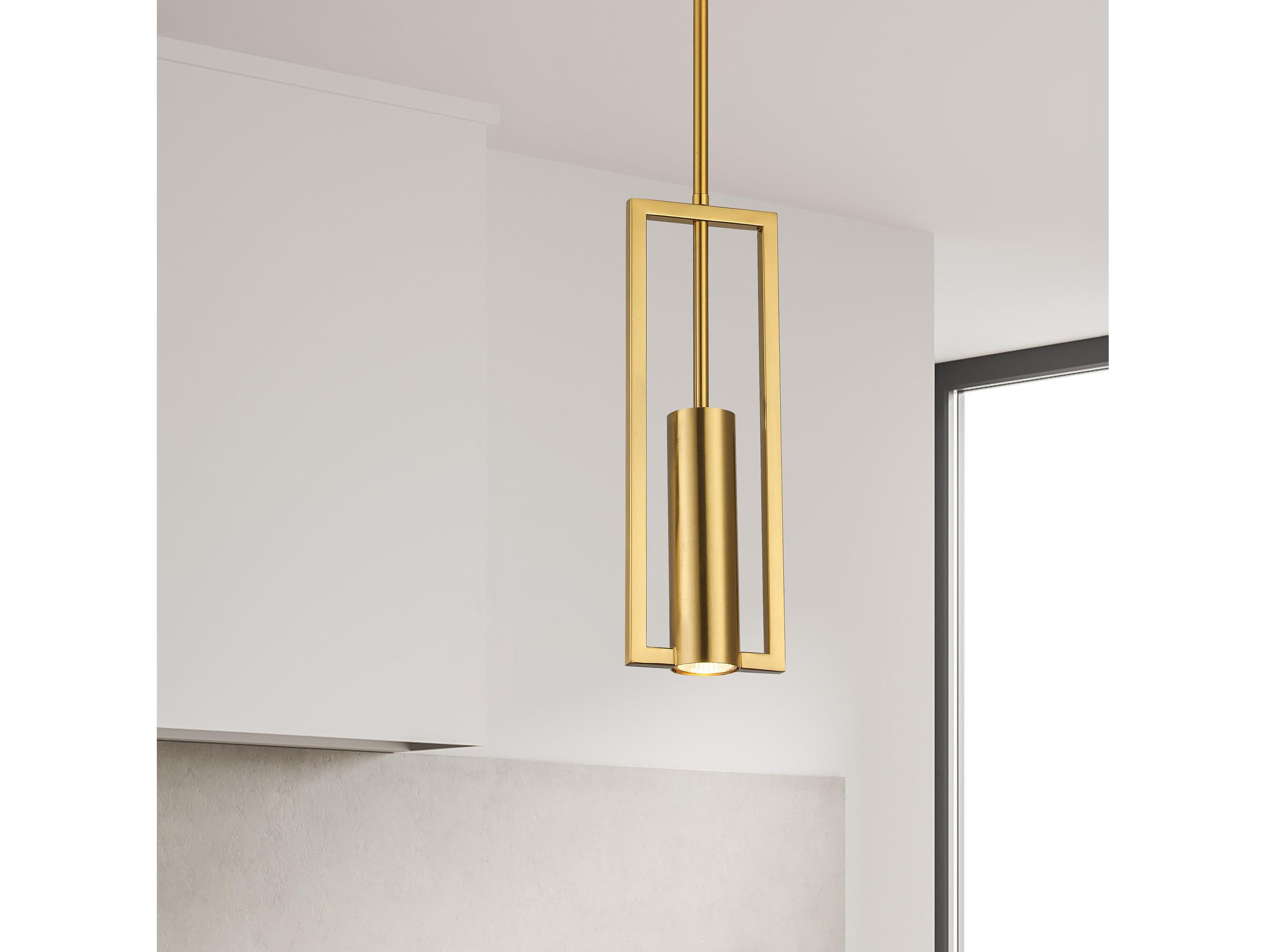 Dainolite Pauline 1-Light Aged Brass Geometric Mini Pendant