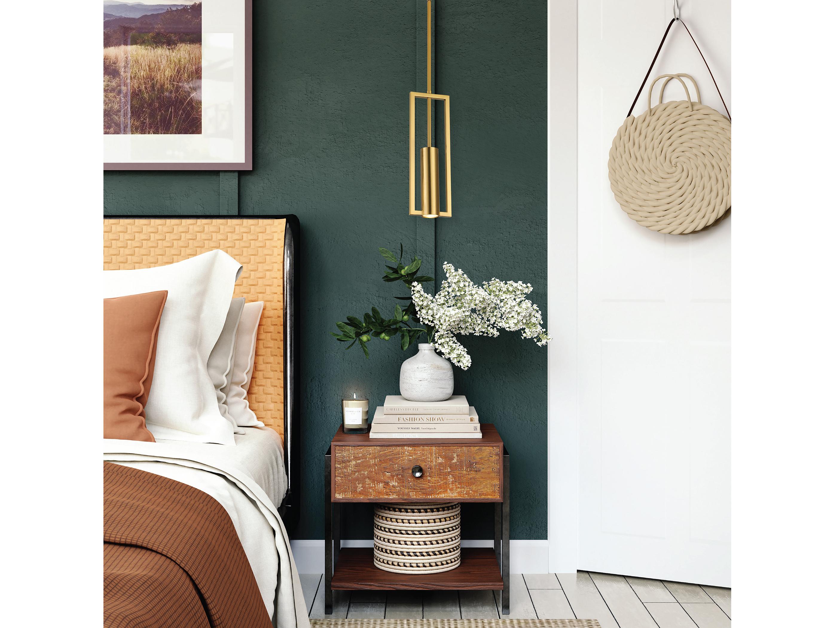 Dainolite Pauline 1-Light Aged Brass Geometric Mini Pendant