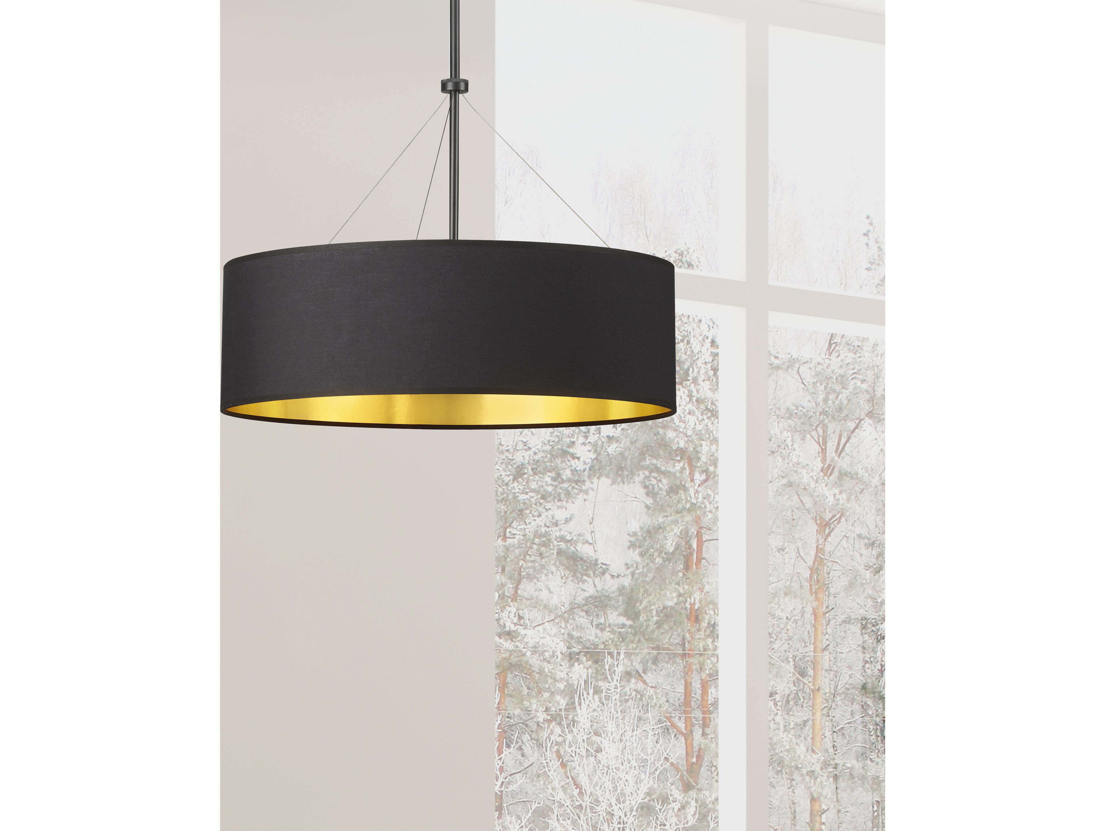 Dainolite Pallavi 4-Light Matte Black Gold Drum Pendant