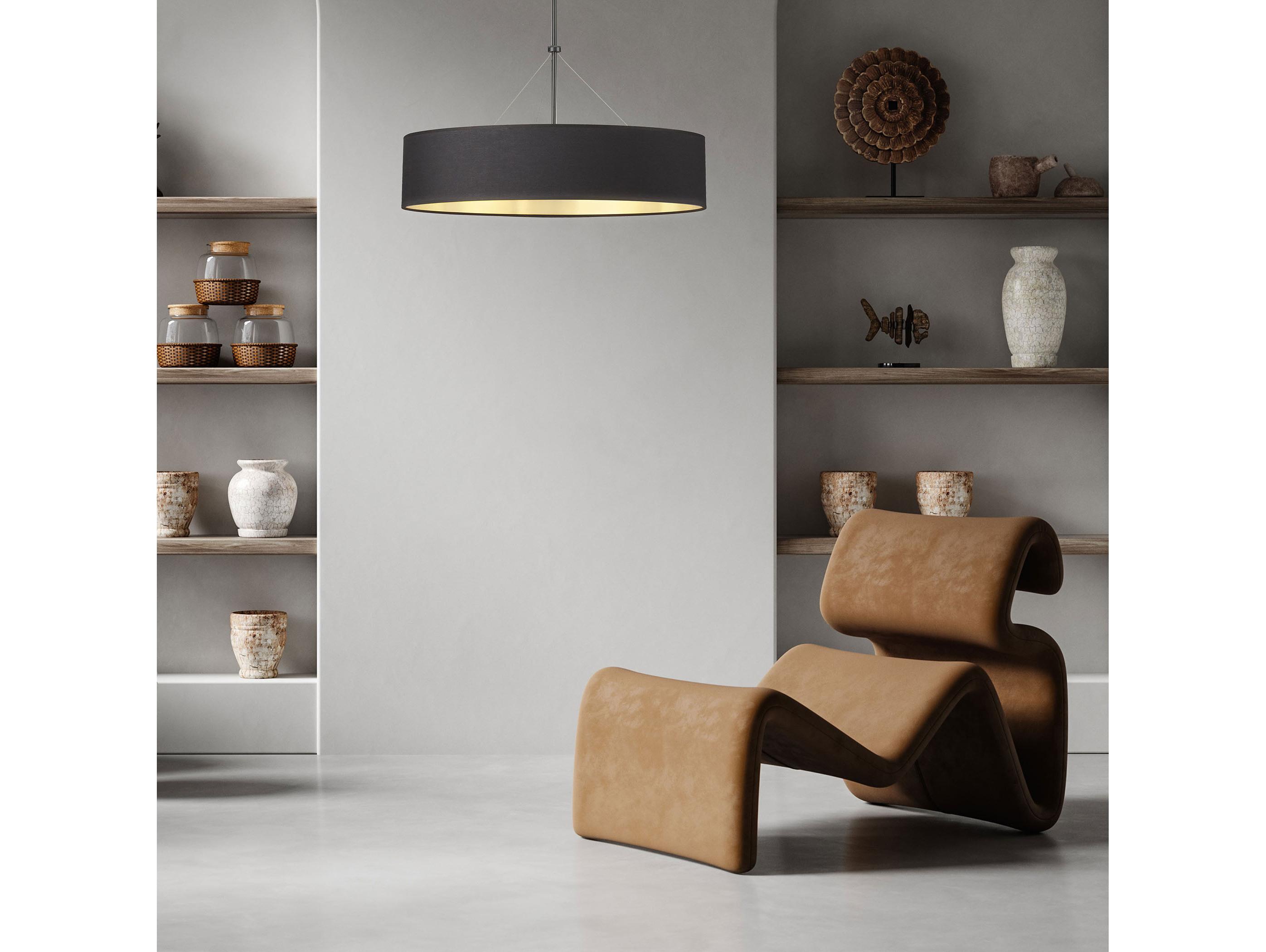 Dainolite Pallavi 4-Light Matte Black Gold Drum Pendant