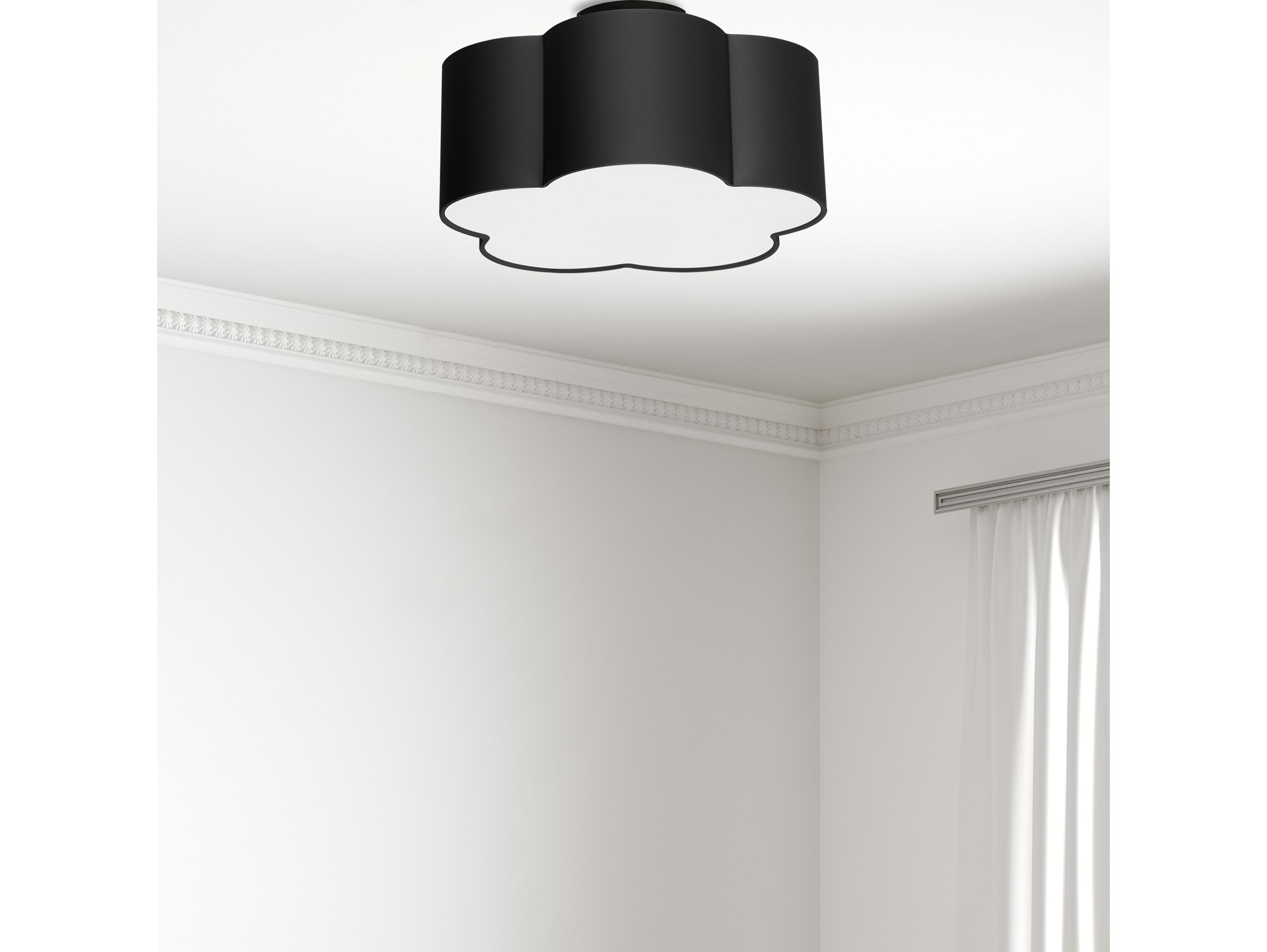 Dainolite Phlox 3-Light Matte Black Drum Flush Mount