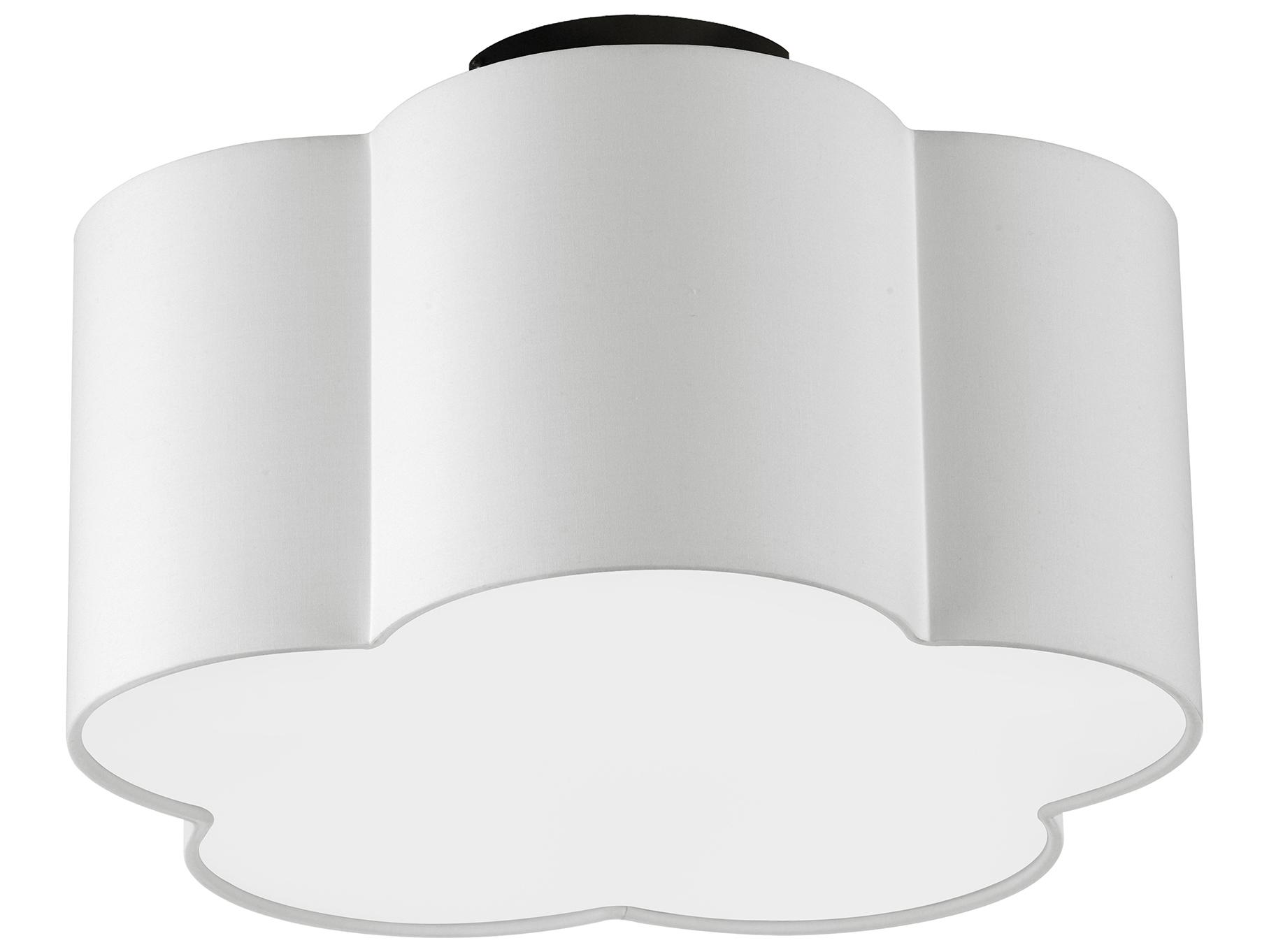 Dainolite Phlox 3-Light Matte Black White Drum Flush Mount