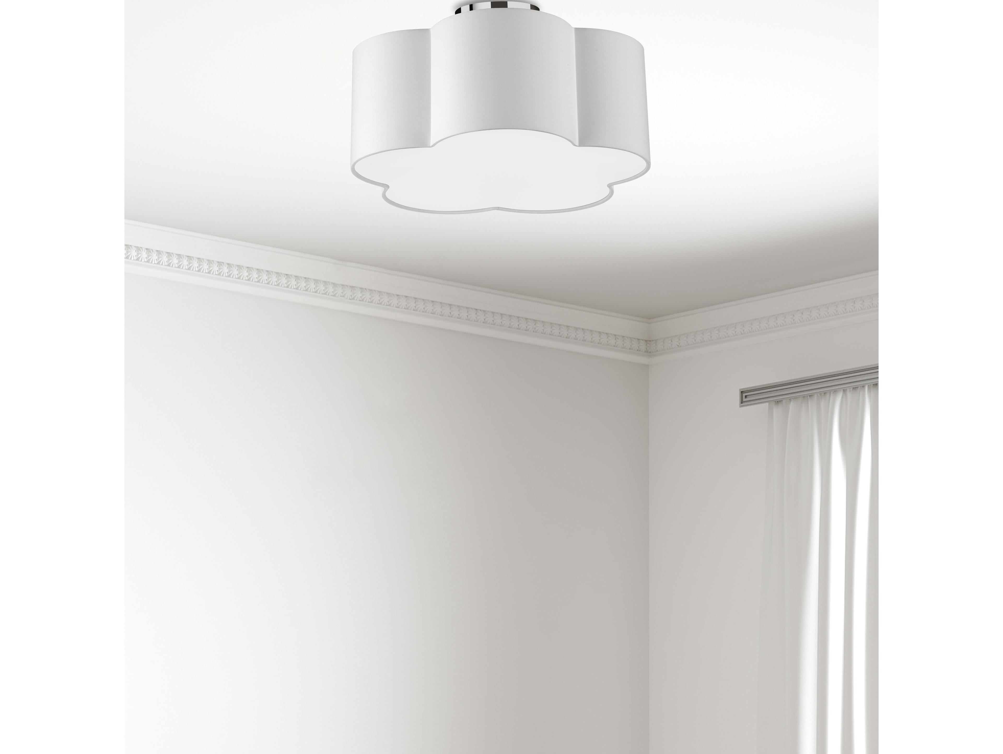 Dainolite Phlox 3-Light Polished Chrome White Drum Flush Mount