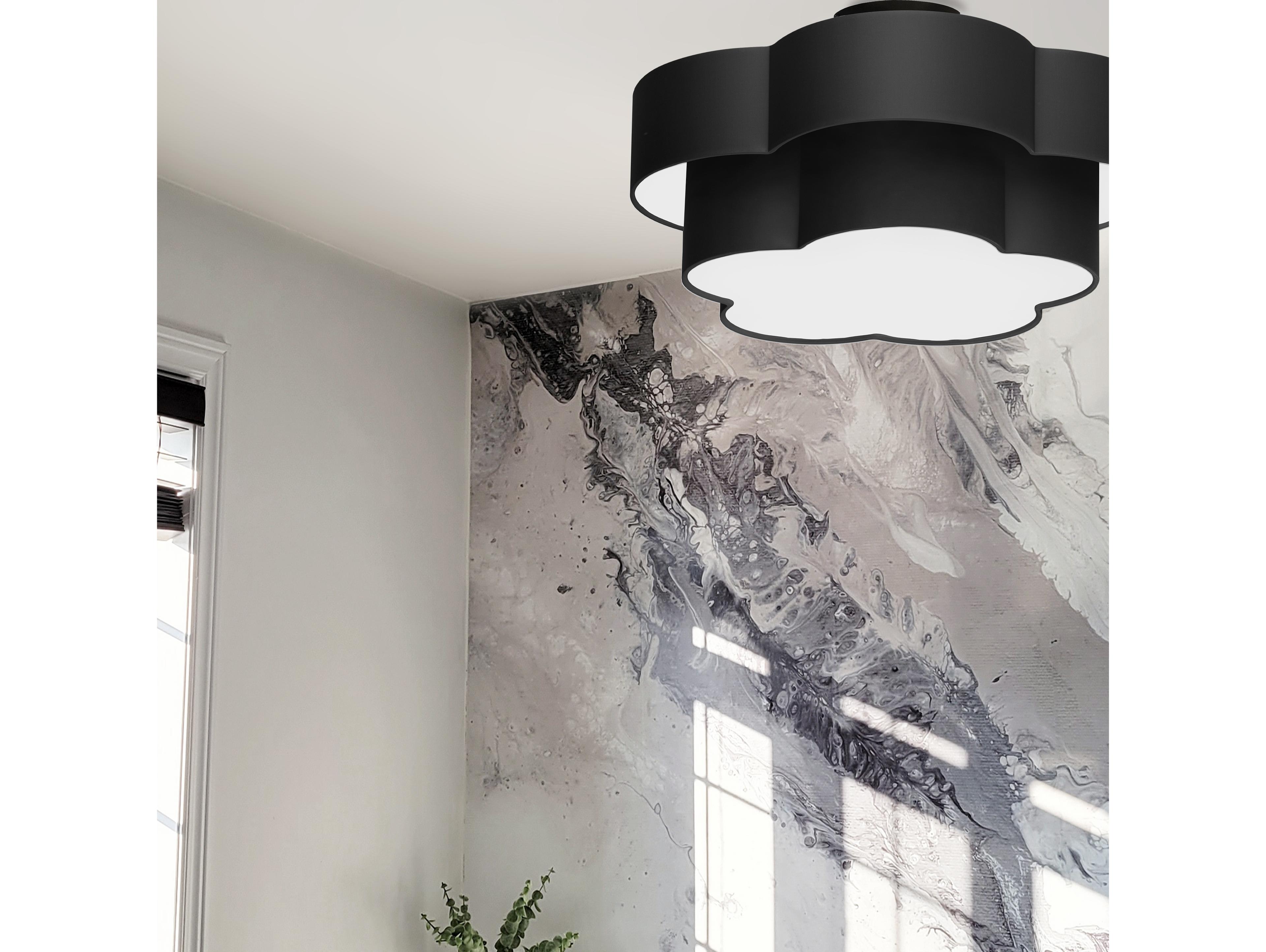 Dainolite Phlox 3-Light Matte Black Drum Flush Mount